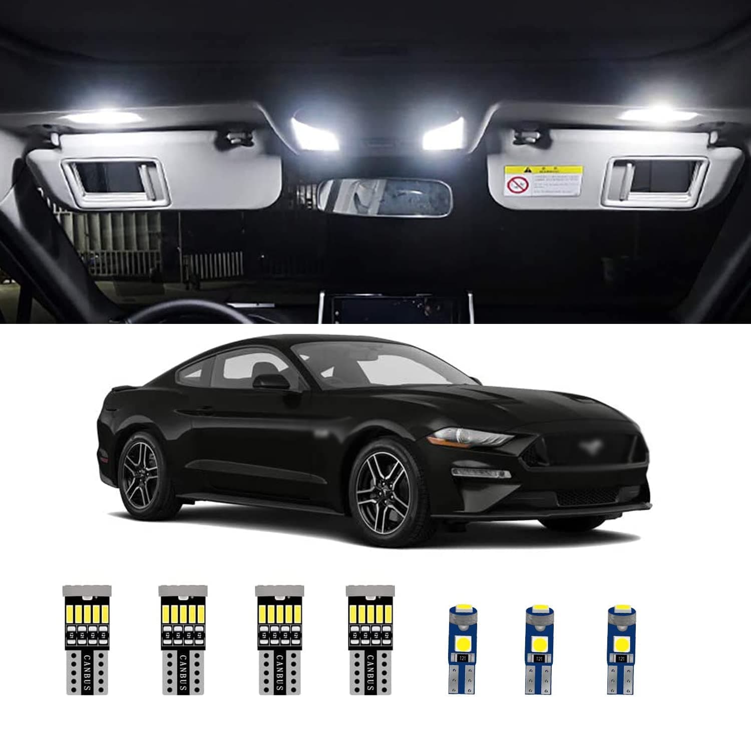 AWALITE 8pcs Interior LED Lights Kit Super Bright LED Map Dome Light Bulbs for Ford Mustang 2015 2016 2017 2018 2019 2020 2021 all models