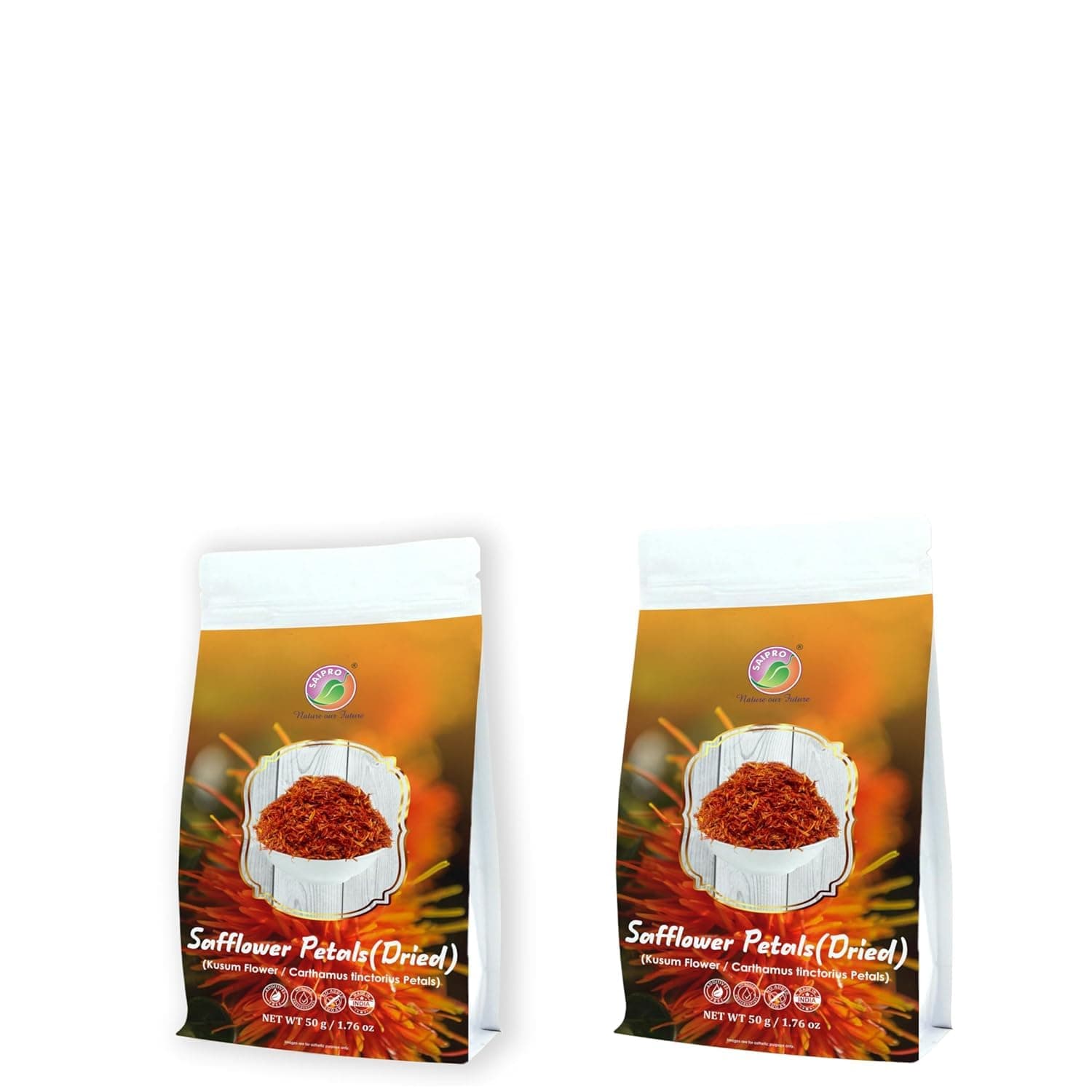 SAIPRO Dried Safflower Petals 100g (50g x 2) - Natural Dye, Tea Ingredient, Crafts | American Kesar, Kumbadiri, Cakota | No Added Colors, No Added Preservatives