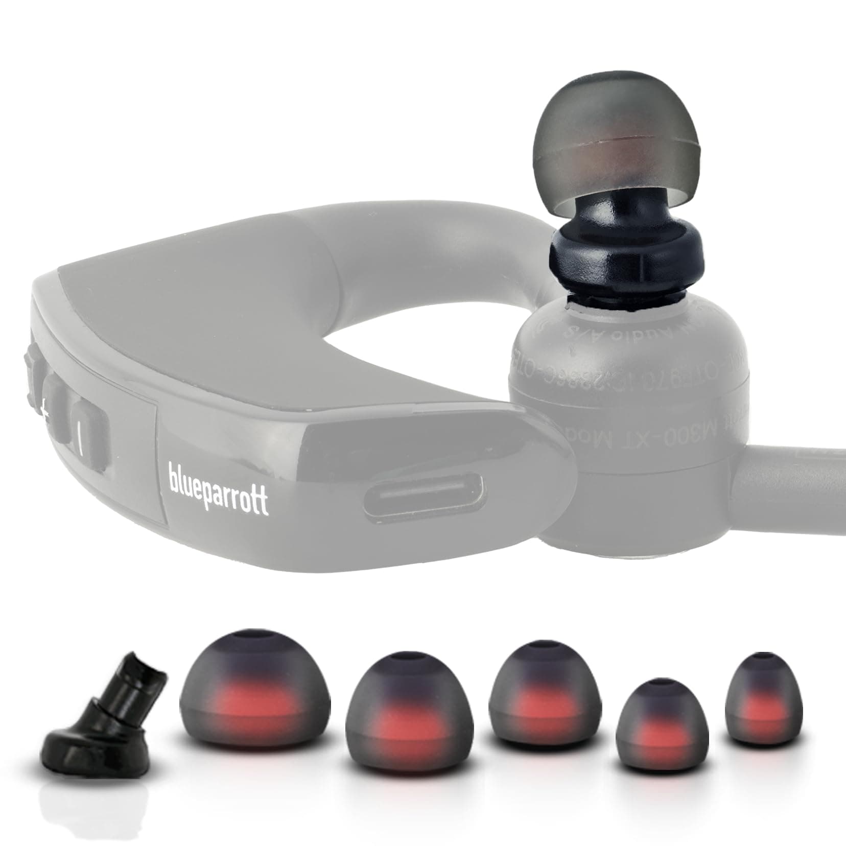 Eartip Adapter Compatible with BlueParrott M500-XT & M300-XT/Jabra Perform 45 / Jabra Talk 65 / Yealink BH71 Headsets (Includes Adapter + Set of Multi-Size Premium Silicone Eartips)