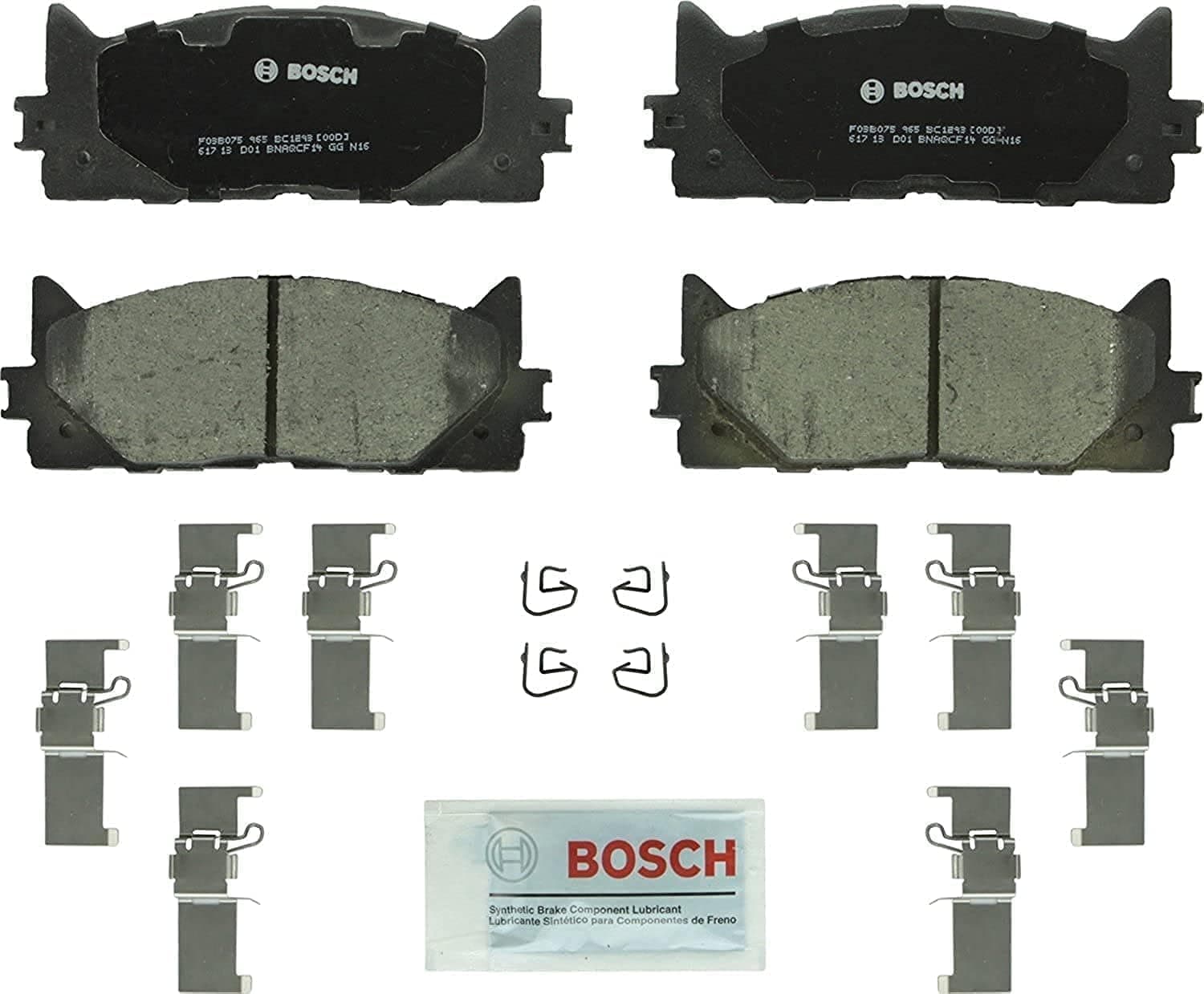 BOSCH BC1293 QuietCast Premium Ceramic Disc Brake Pad Set - Compatible with Select Lexus ES300h, ES350; Toyota Avalon, Camry; FRONT
