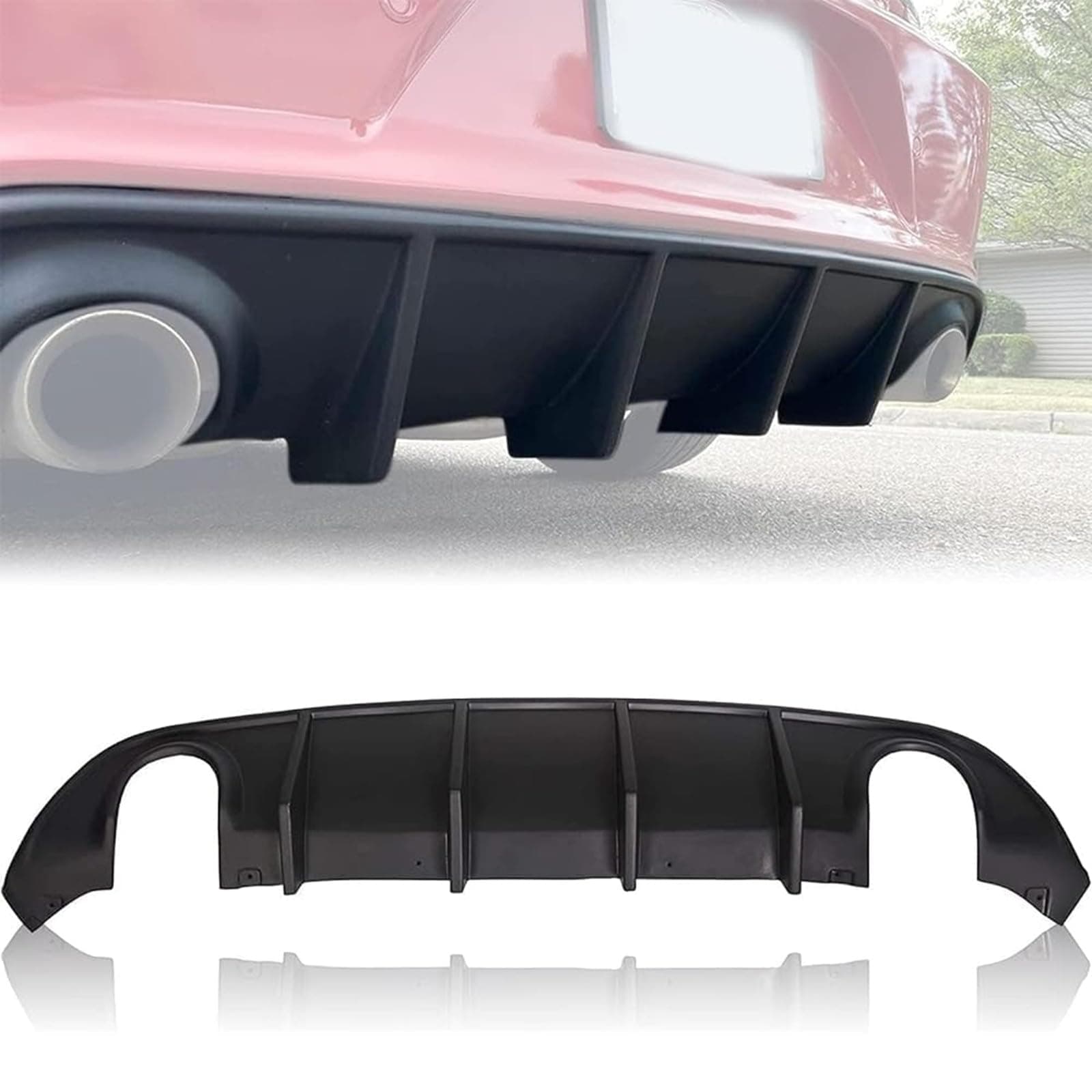 KUAFU Rear Diffuser Compatible with 2015-2024 Dodge Charger Scat SRT Daytona GT R/T Non-Widebody Models Valance Rear Bumper Lip Splitter Spoiler Diffuser Black