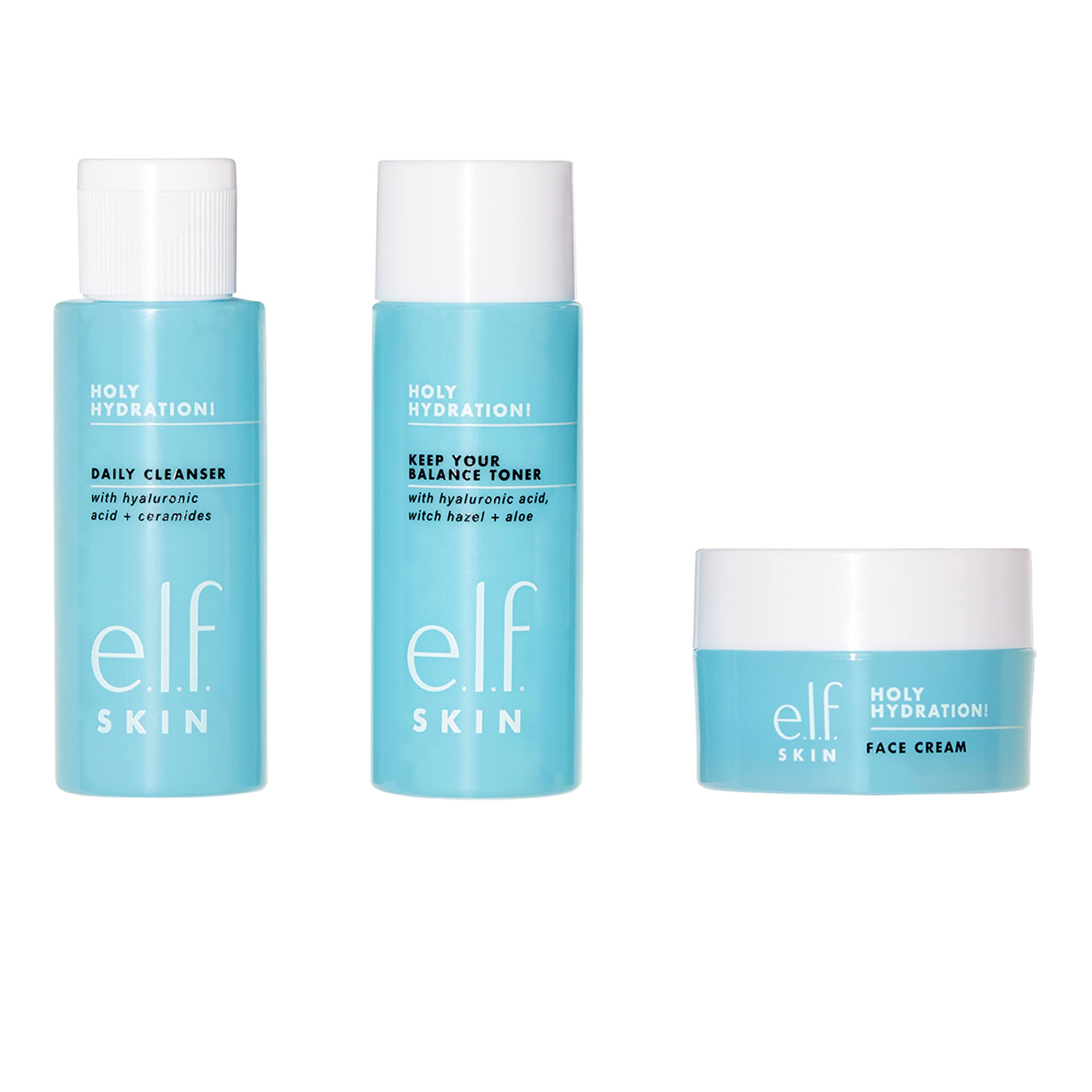 Skin Holy Hydration! The Essentials Mini Kit, Cleanser, Toner & Moisturizer for Hydrated & Balanced Skin, TSA-Friendly Sizes