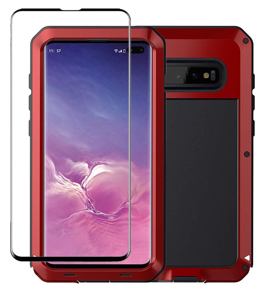 Tomplus Galaxy S10 Plus Case, Military Grade Drop Tested, Anodized Aluminum, Heavy Duty, Full-Body Dual Layer Rugged, TPU and Metal Protective Case for Samsung Galaxy S10 Plus (Red)