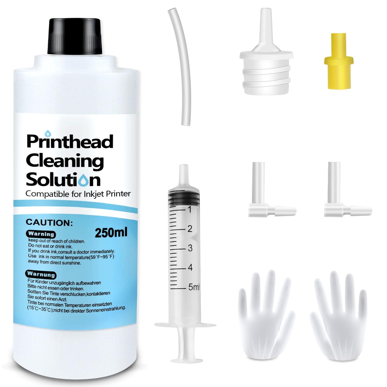 Printhead Cleaning Kit for Epson, 250mL Printer Cleaning Kit for Inkjet Printer, Print Head Cleaning Kit for HP, Print Head Cleaner for Canon Inkjet, Printer Head Cleaning Kit 250mL for Brother Inkjet