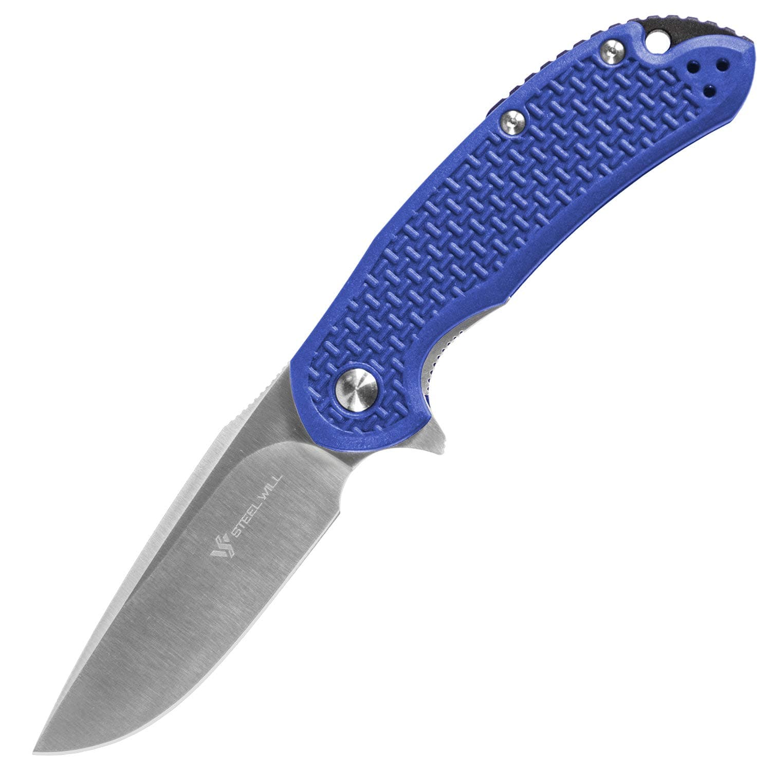 SWC22-1BL Cutjack C22-1BL: 3.5" D2 Drop Point Satin Folding Blade, Liner Lock, Blue FRN Handle, Black FRN Spacer, Multi, One Size