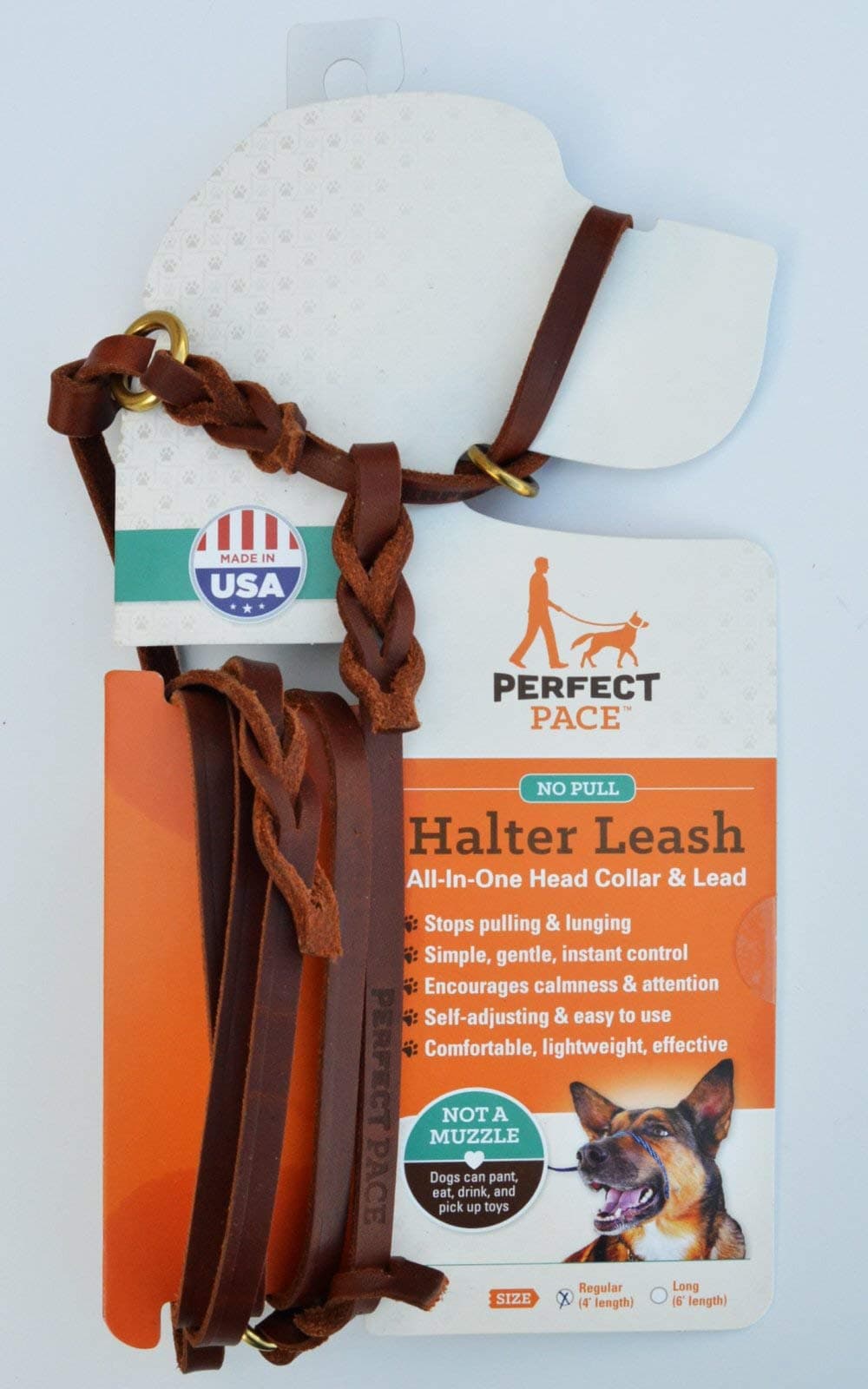 Leather Perfect Pace Halter Leash (Tan, 4' Leather)