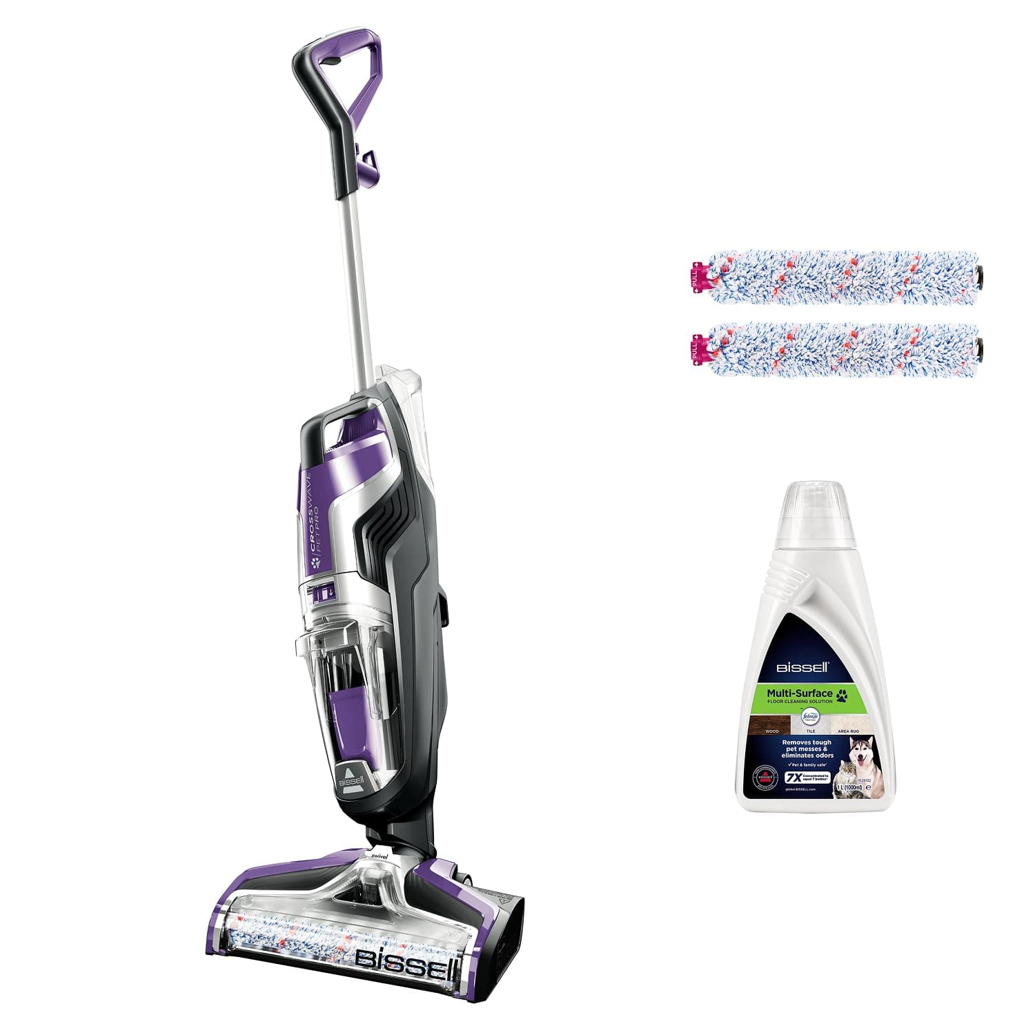 CrossWave Pet Pro, 3-in-1 Multi-Surface Wet and Dry Vacuum Cleaner, Floor Cleaner Machine All in 1 Step, Vacuums, Washes & Dries, Hard Floors & Area Rugs, For Pet Owners, Corded, 2224E