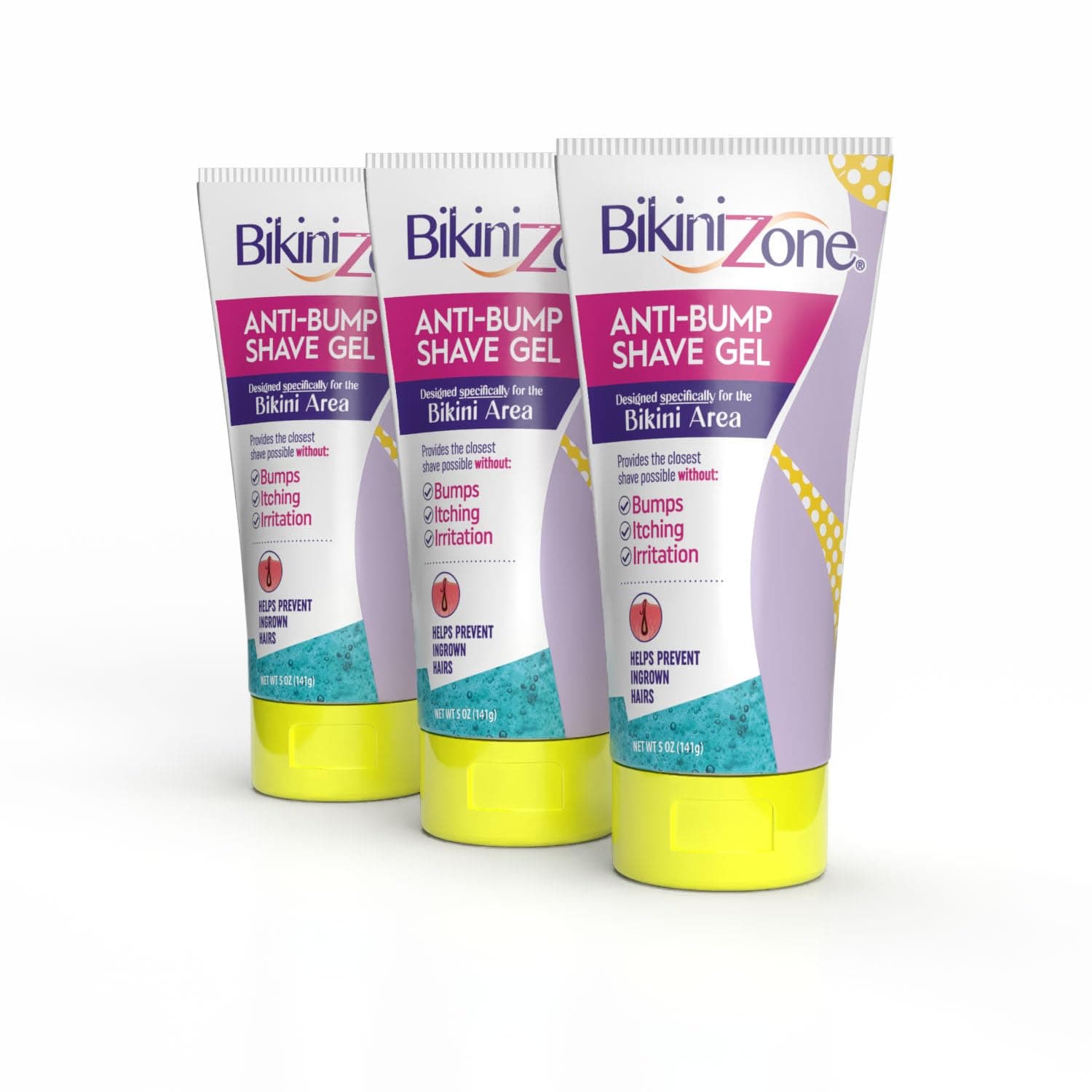Bikini Zone Shaving Gel Anti-Bump, 4 oz (3 Pack)