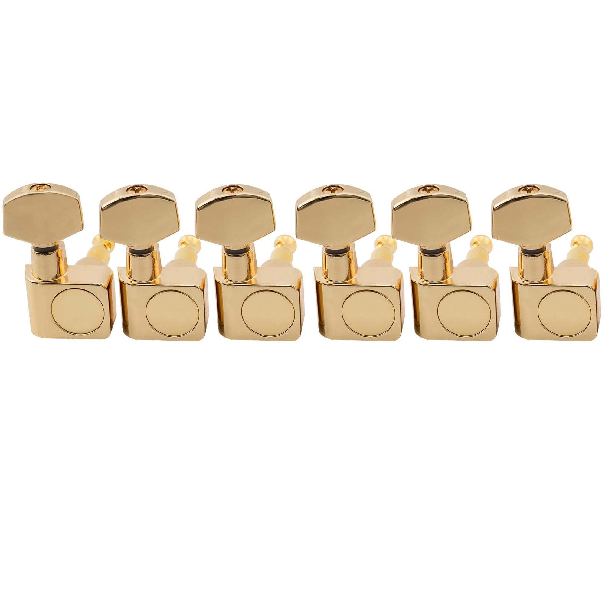 Musiclily Pro 6 inline 2-pins Sealed Guitar Tuners String Tuning Pegs Keys Machine Heads Set for Fender Strat Stratocaster/Tele Telecaster Electric Guitar, Gold