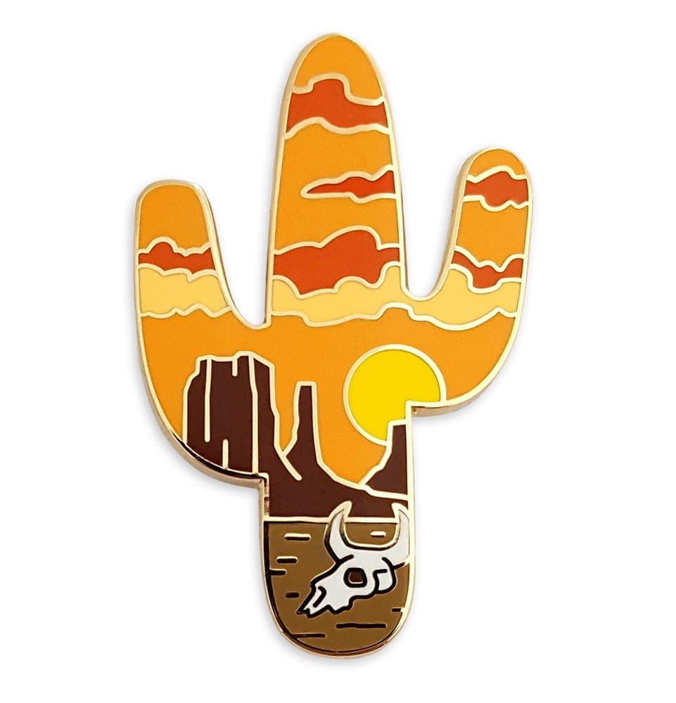 Desert Cactus Sunset Enamel Lapel Pin