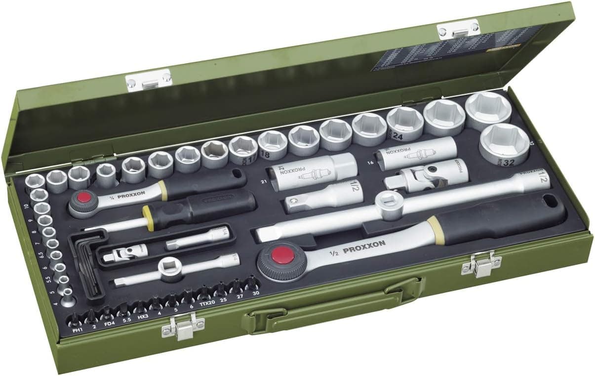 23040 Socket Set, 0 V, Multi-Colour, 1/4-1/2-Inch, Set of 56 Piece