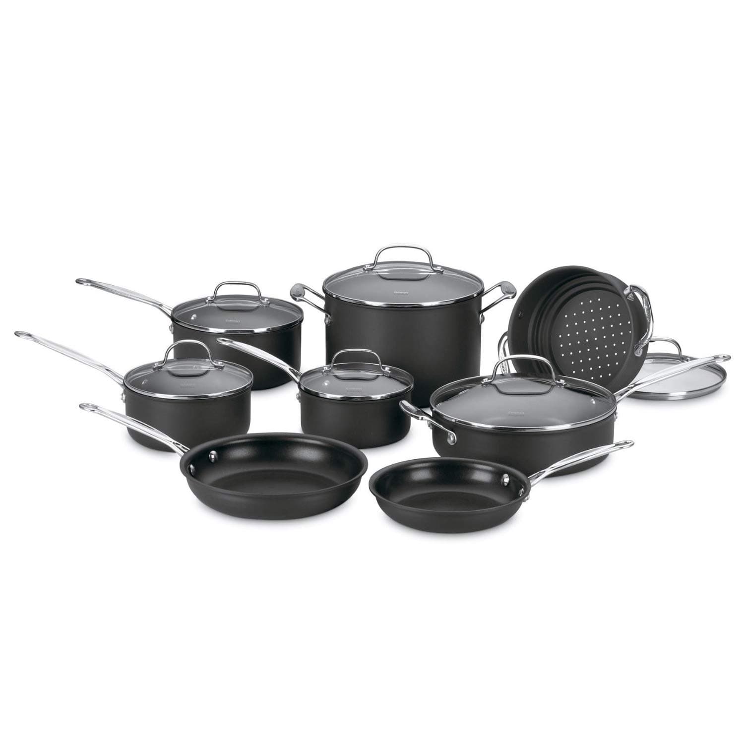 14-Piece Cookware Set, Chef's Classic NonStick Hard Anodized, Gray, 66-14N