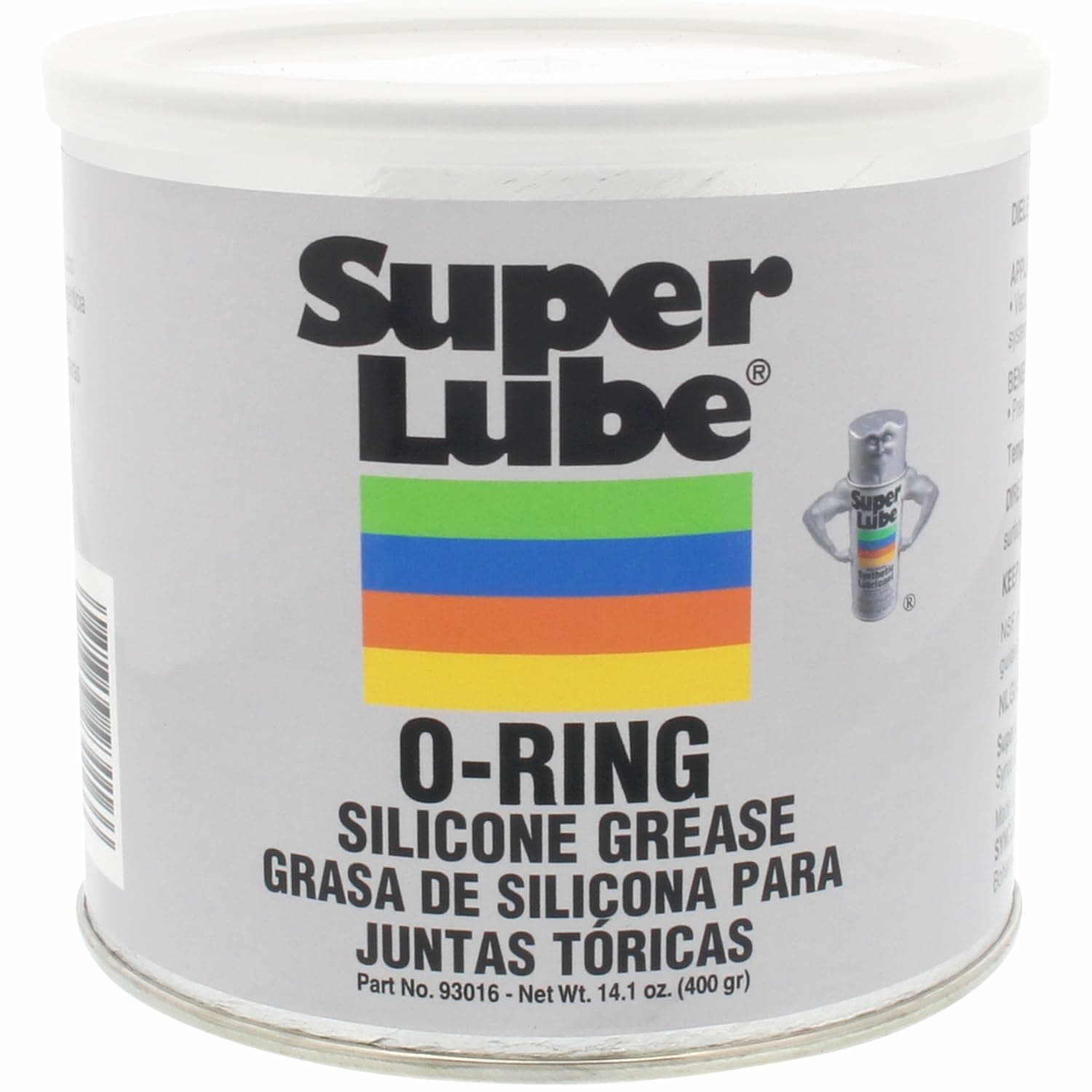 Super Lube O-Ring Silicone Grease - Non-Curing Silicone Compound - for O-Rings, Vacuum Systems & Valve Components - Heat Stable & Moisture Resistant - Translucent White - Canister - 14.1 oz (93016)