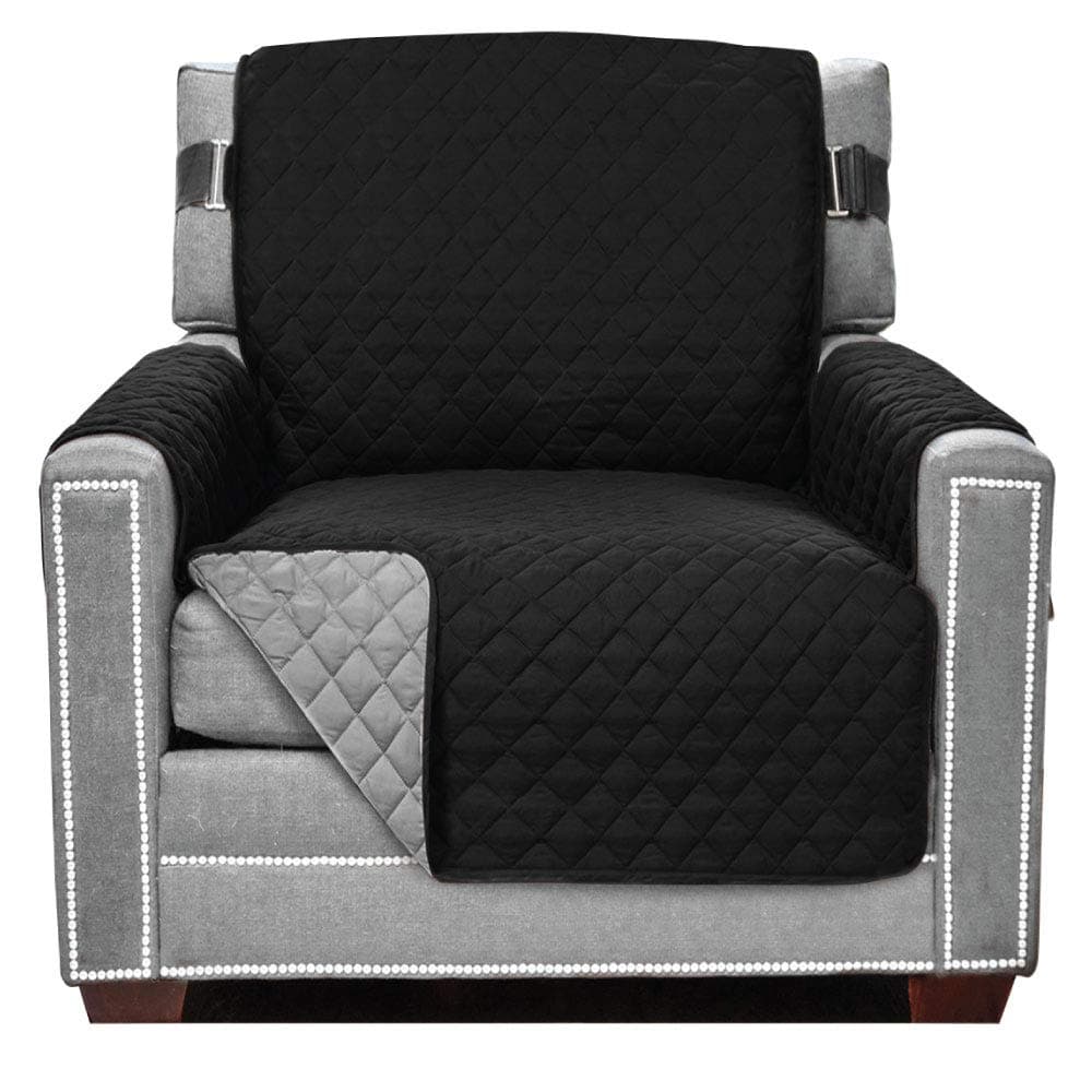 The Original SOFA SHIELD Reversible Furniture Protector, Features Elastic Strap (Chair: Black/Gray) by Sofa Shield