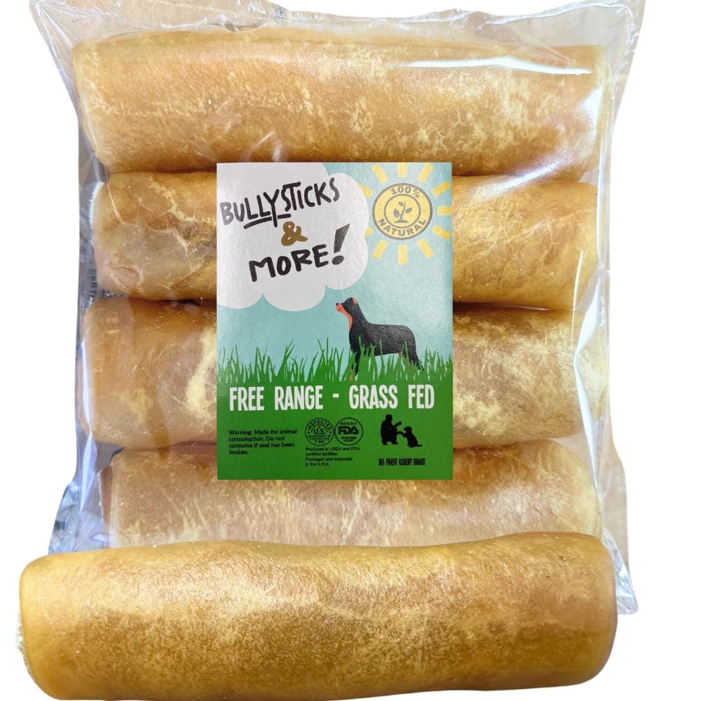 BULLYSTICKS & MORE 6 Inch Mega Thick Beef Collagen Roll - 4 Count