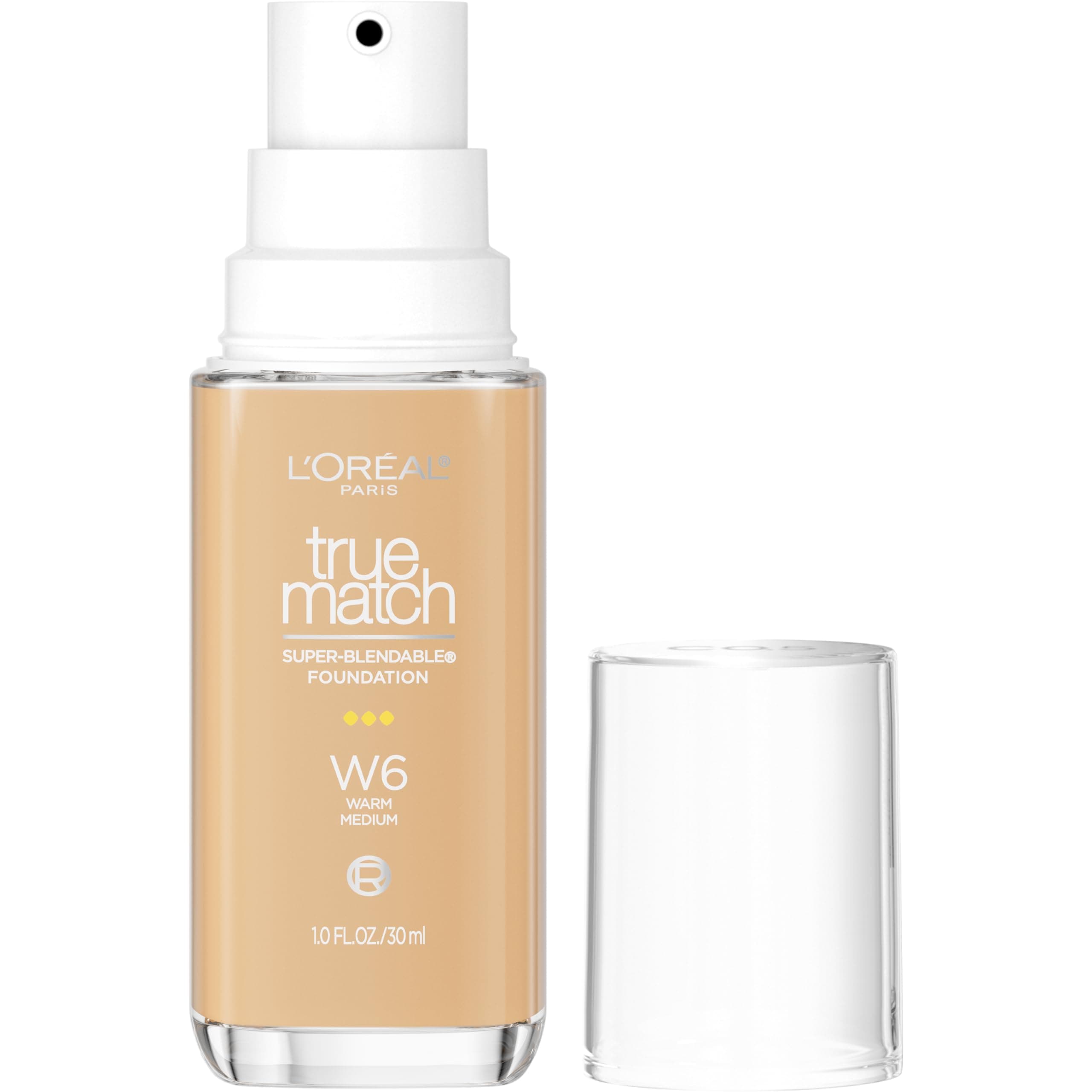 True Match Super-Blendable Foundation, Medium Coverage Liquid Foundation Makeup, W6, Medium, 1 Fl Oz
