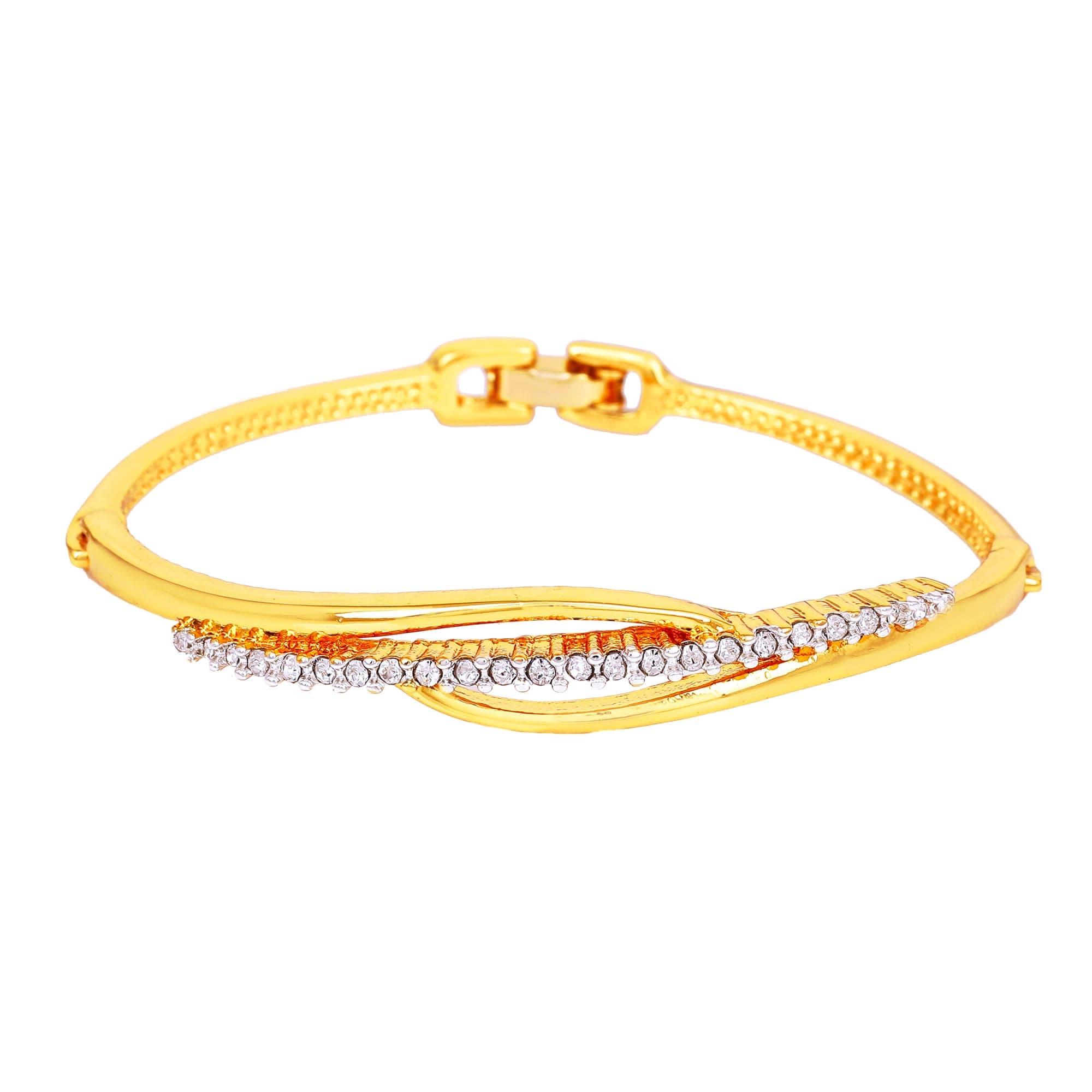 24 Kt Gold and Silver Plated Line Stack Cuff bracelet For Women