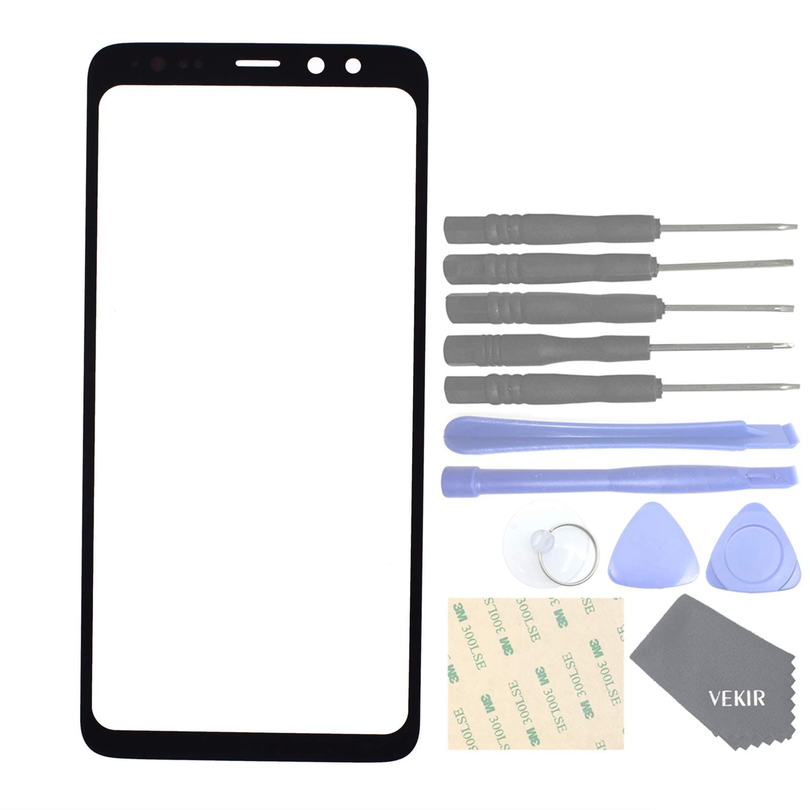 Outer Front Glass Screen Repair Replacement for Samsung Galaxy S8 Active G892(Black)