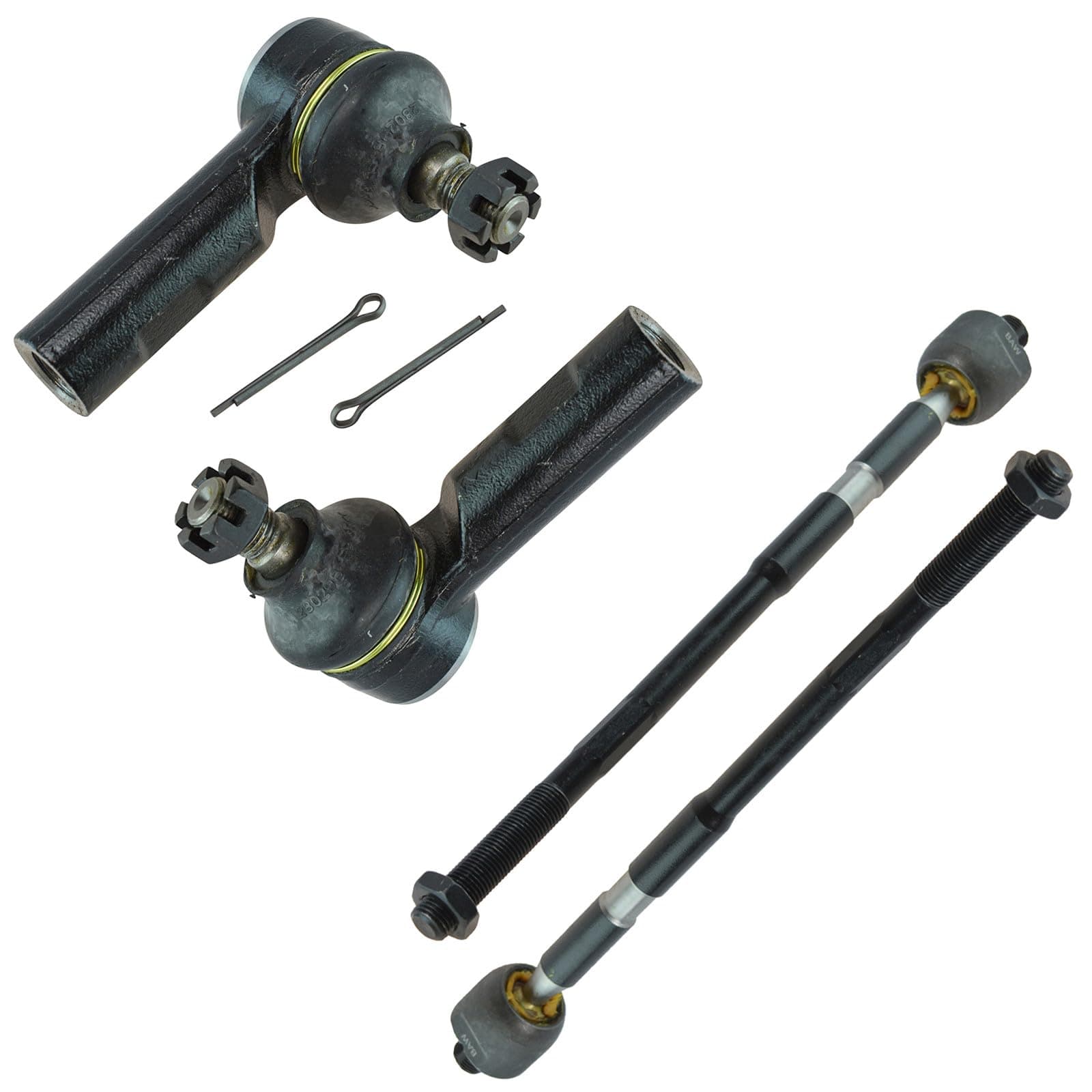TRQ Inner and Outer Driver and Passenger Side Tie Rod Set 4 Piece Compatible with 2007-2013 Suzuki SX4