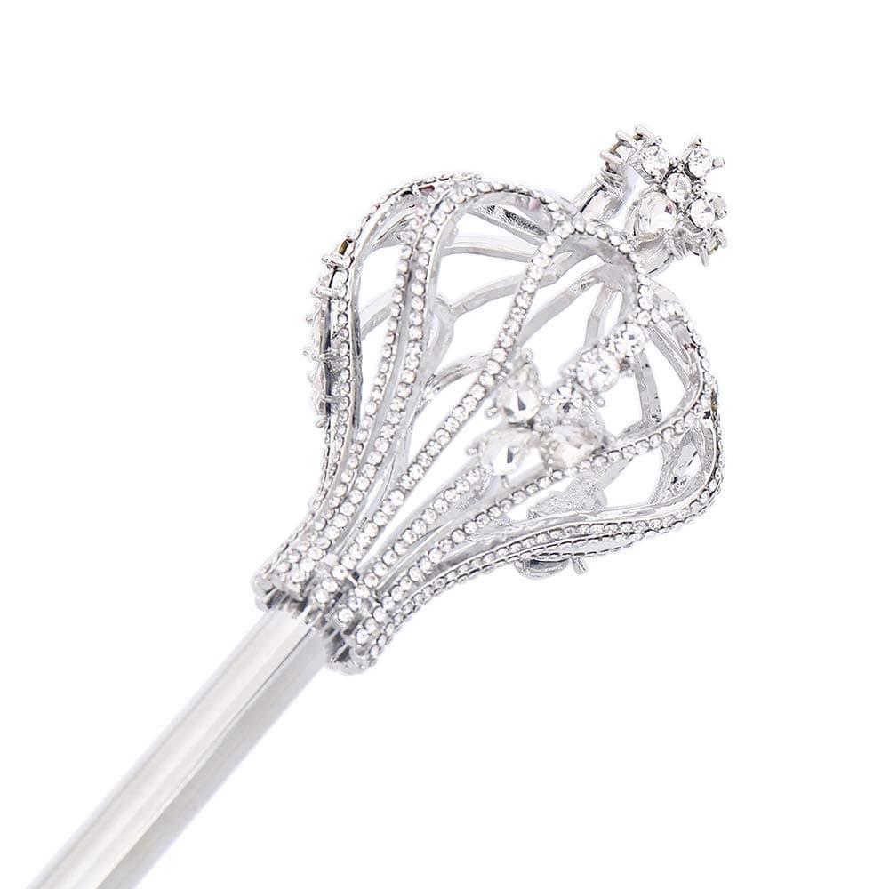 Silver Rhinestone Royal Cross Scepter Magic Party Wand