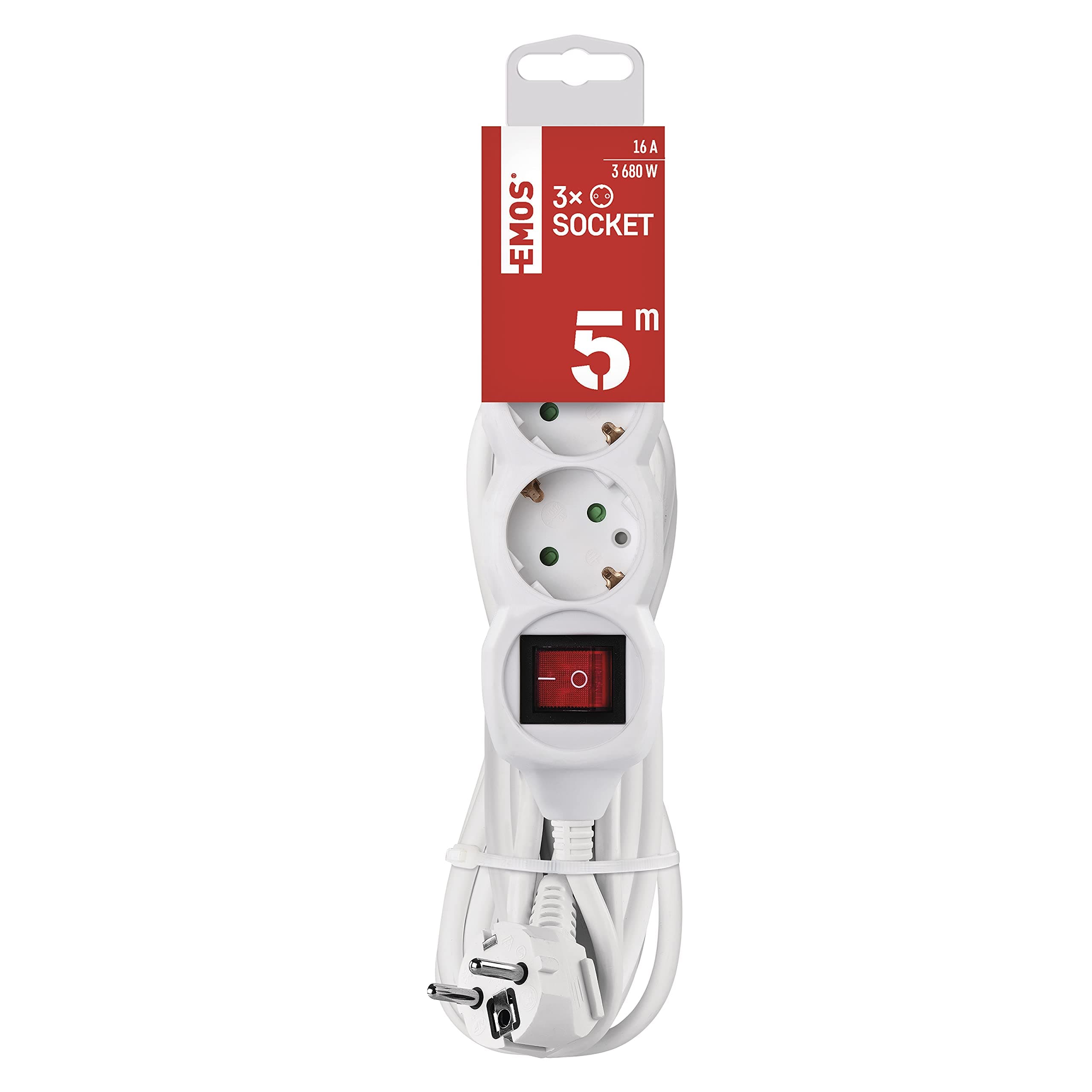 Emos Power Strip 3-Way Plug 5 m with Switch, SE1315 1.5