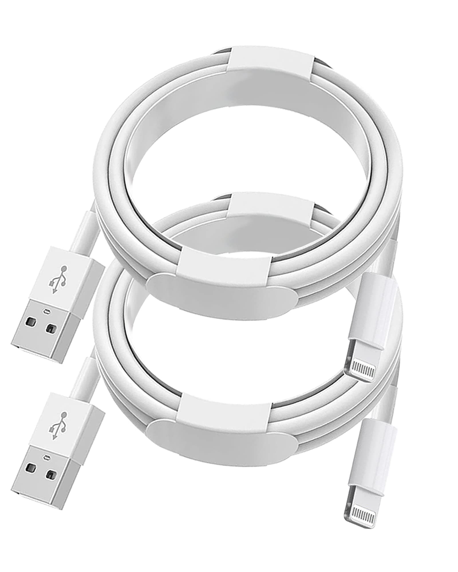 Apple MFi Certified iPhone Charger Cable 2Pack 3ft USB to Lightning Cord Fast Charging High Speed Data Sync USB Cable Compatible with iPhone iPad iPod AirPods, 3ft-2pcs(White)