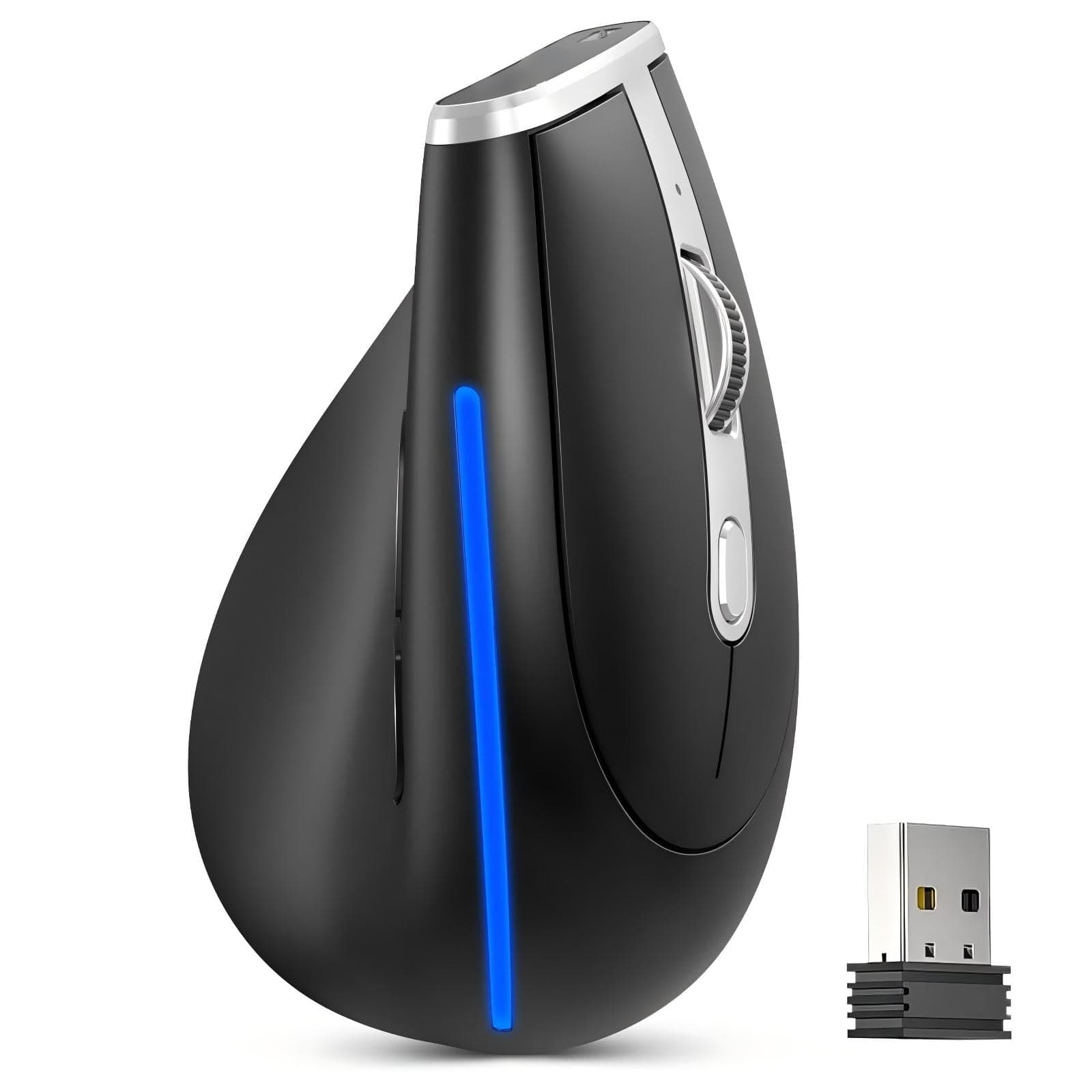 – Ergonomic Mouse, Wireless Vertical Mouse, Rechargeable Optical Mice, 6 Button Vertical Mouse with USB Receiver, Silent Mouse with Adjustable DPI 1000/1600/2400, Compatible with Windows and MAC OS