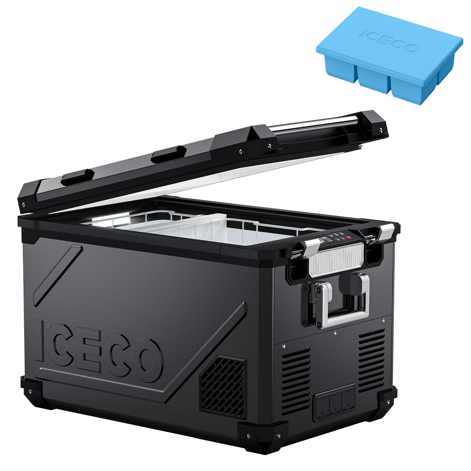 ICECO APL55 Dual Zone Portable Refrigerator Freezer Bluetooth Controlled, 55 Liter 12v refrigerator with SECOP Compressor, DC 12/24V, AC 110-240V, for Truck, Car and Home, -4℉~68℉ (Black)