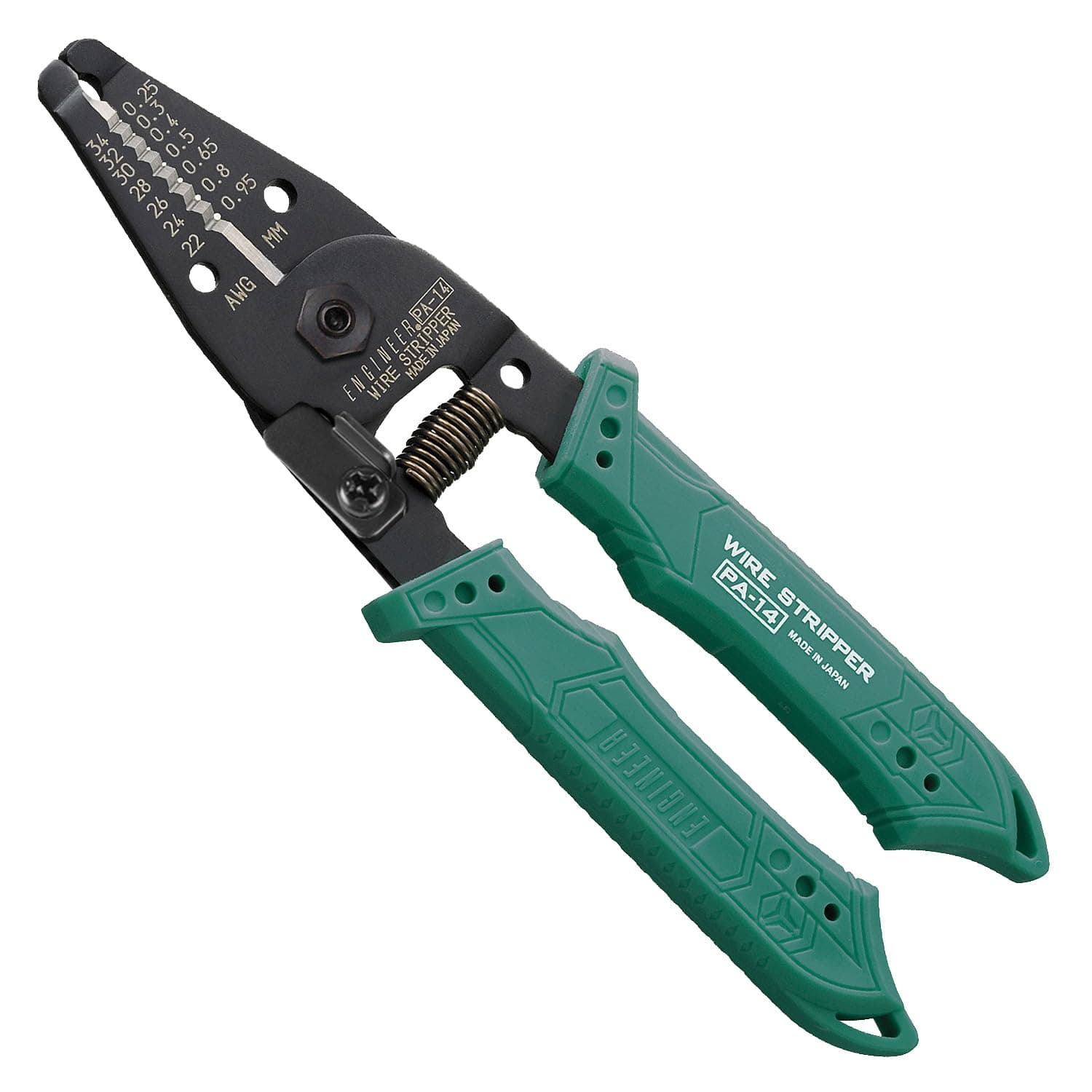 ENGINEER Professional Precision Wire Strippers for thin wire (AWG34 - AWG20), featuring a sharp and perfectly round finishing edge, Made in Japan, PA-14