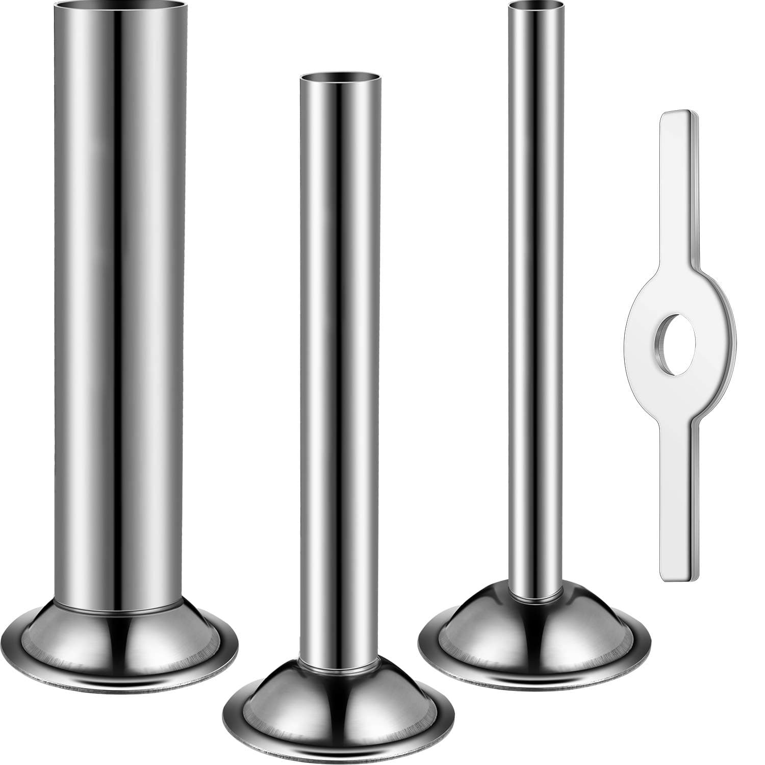 Mudder 4 Pieces Sausage Stuffer Kit 3 Different Sizes Stainless Steel Grinder Tubes with Sausage Stuffer Ring for Size 5 Meat Grinder Food Maker Kit