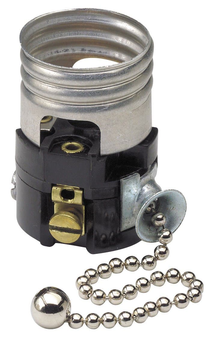 Medium Base Interior Only, Shell Incandescent Lampholder, Pull Chain, Single Circuit, 19980-M