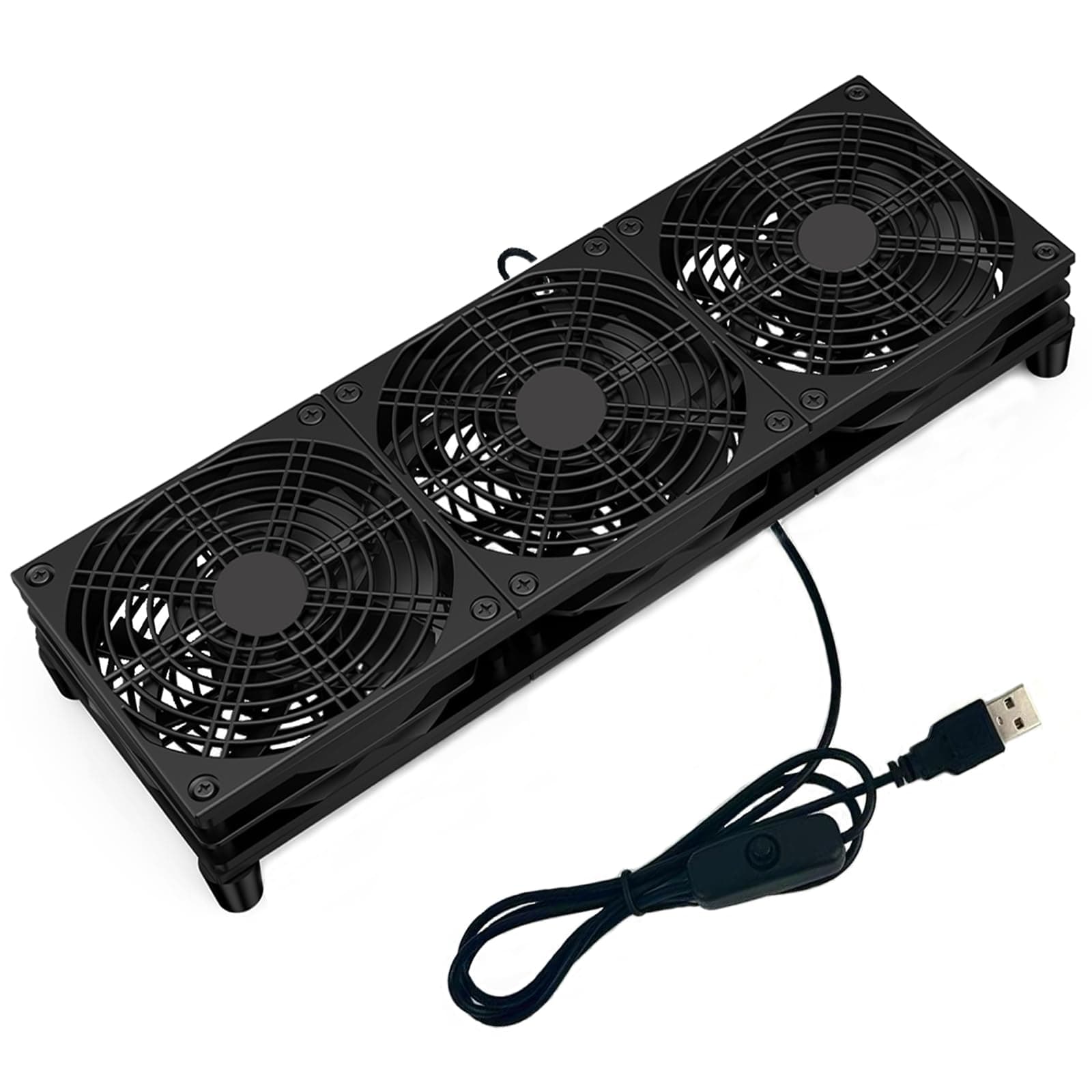 VTRETU Router Cooling Fan for Computer Cooler Audio Video Network Cabinet Server Cooling Project Equipment and Workstation DC 5V USB Power 120mm 360mm Fan with Switch