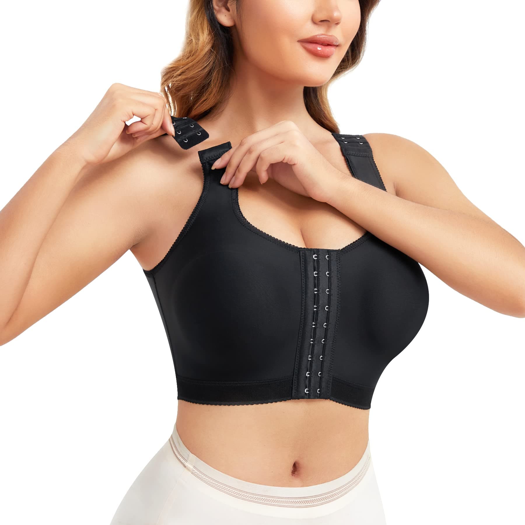 Adjustable Front Closure Bras for Women Post Surgery Bra Compression Tank Top Posture Corrector Shapewear Top