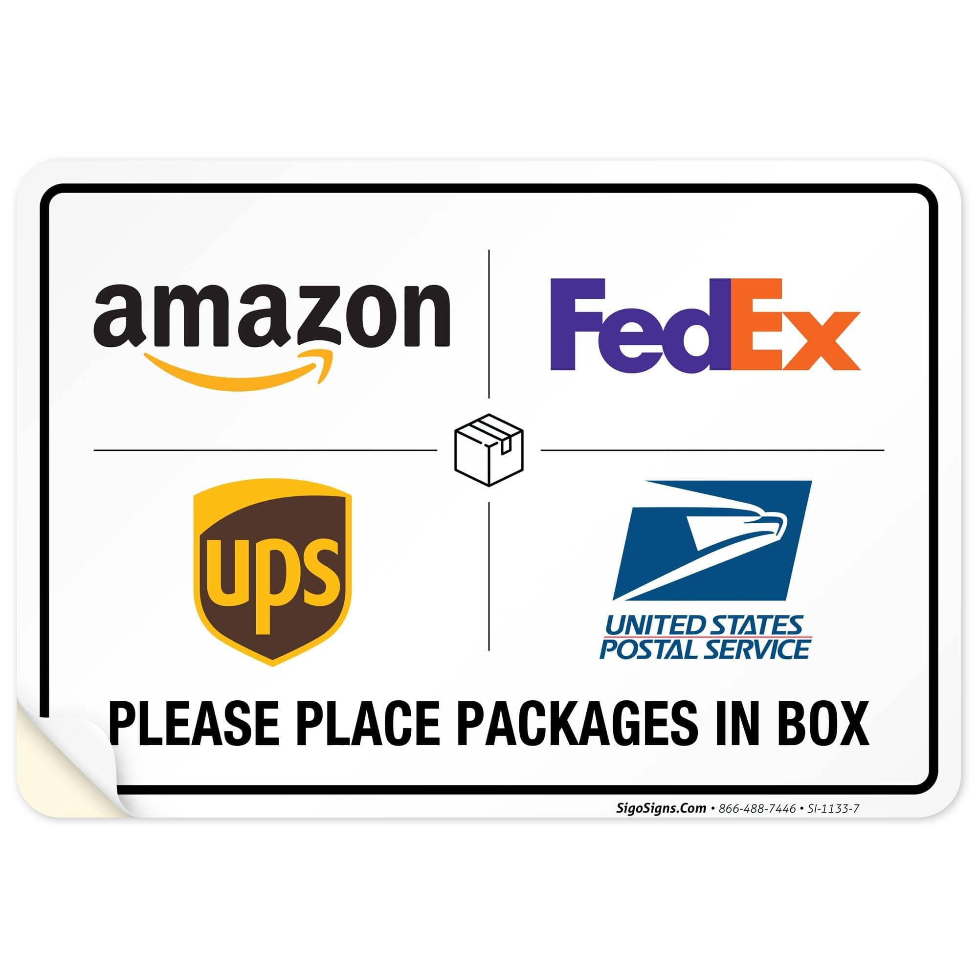 Package Delivery Sign, Delivery Instructions FedEx Amazon Ups USPS Sign, 10x7 Inches, 4 Mil Vinyl Decal Stickers Weather Resistant, Made in USA