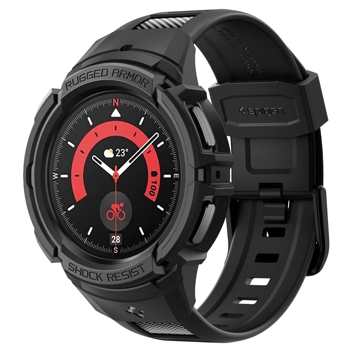 Spigen Rugged Armor Pro Designed for Samsung Galaxy Watch 5 Pro Band with Case Protector 45mm (2022)