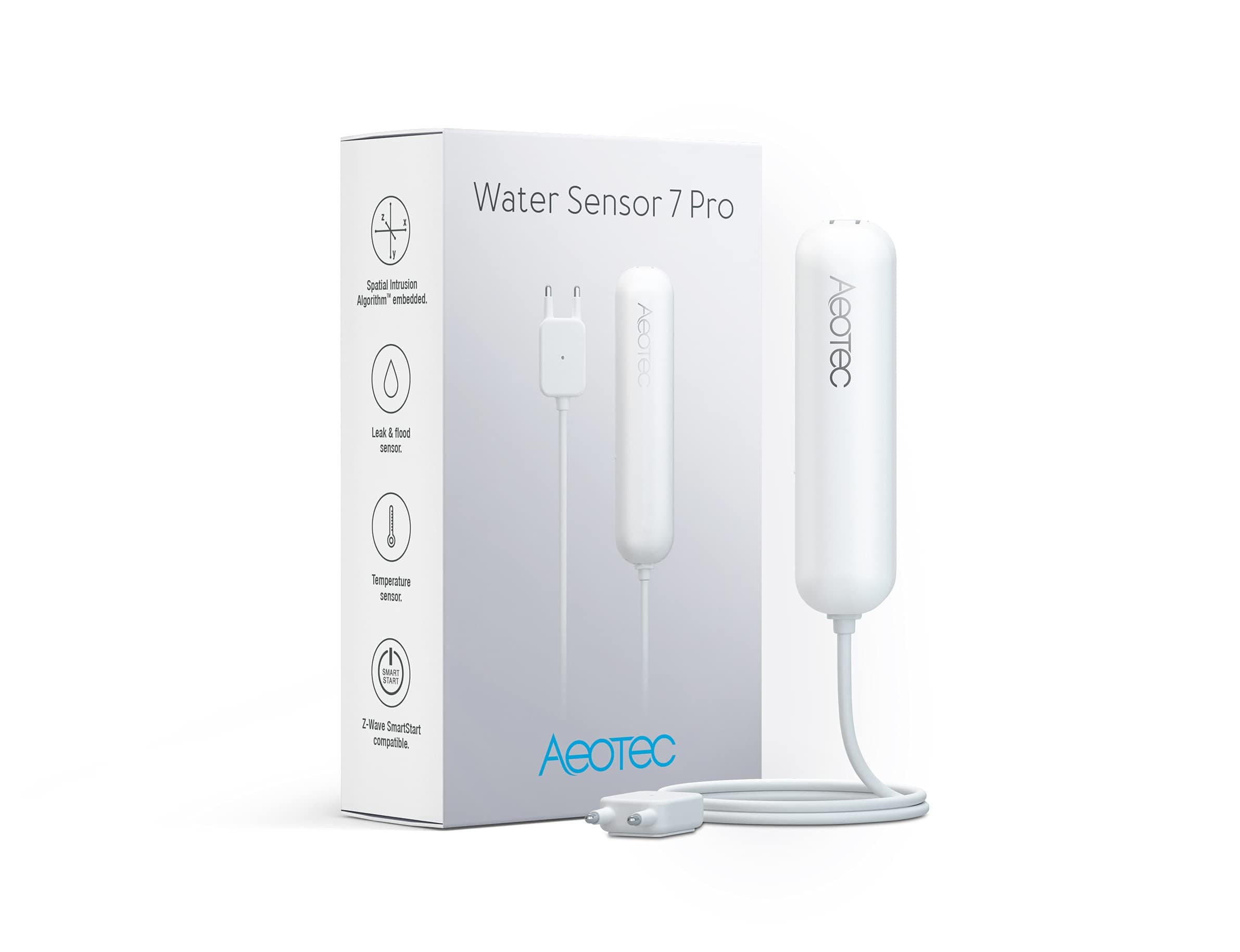 Zwave Water Sensor: Water Sensor 7 Pro, with Flood, Temperature, Humidity Sensor, SmartThings Sensor Compatible, Z-Wave Plus, S2, SmartStart, ZWave hub Required