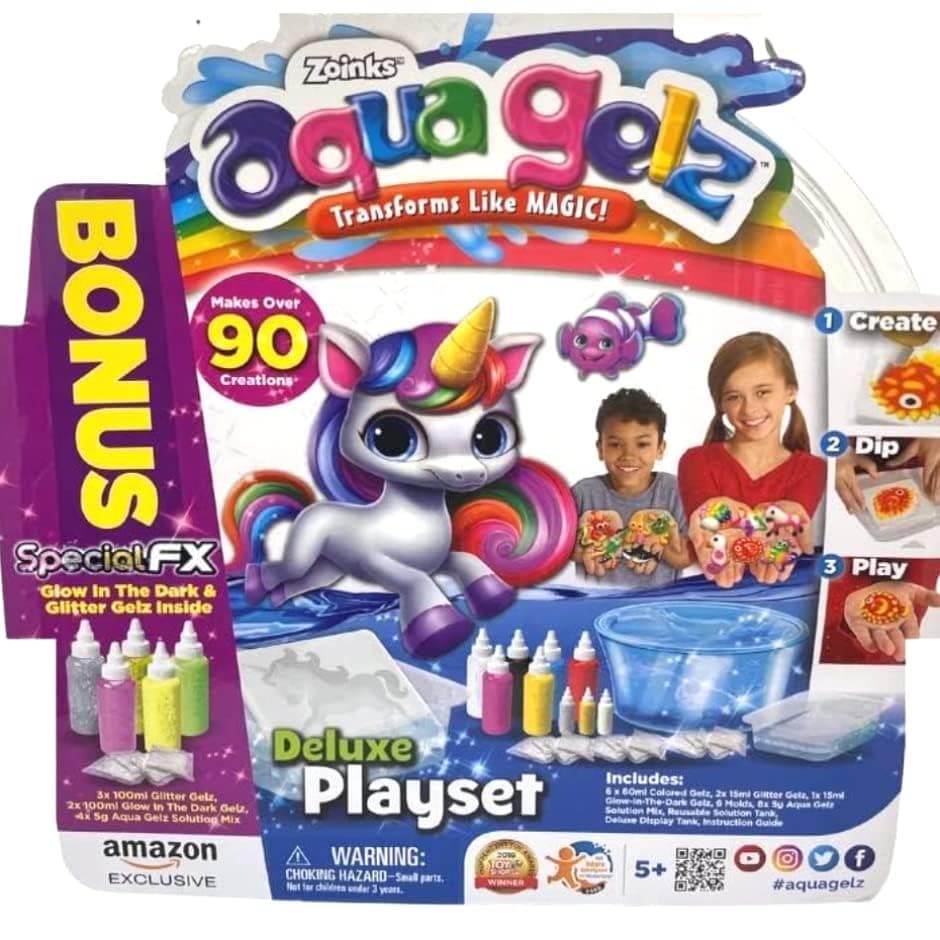Zoinks Aqua Gelz 3D Magic Gel Create Soft Figures Craft Kit Unique Arts & Crafts for Kids Squishy Maker Machine Water Toys Kid Toys for Girls Boys Make Your Own Squishies (Core Deluxe Playset)