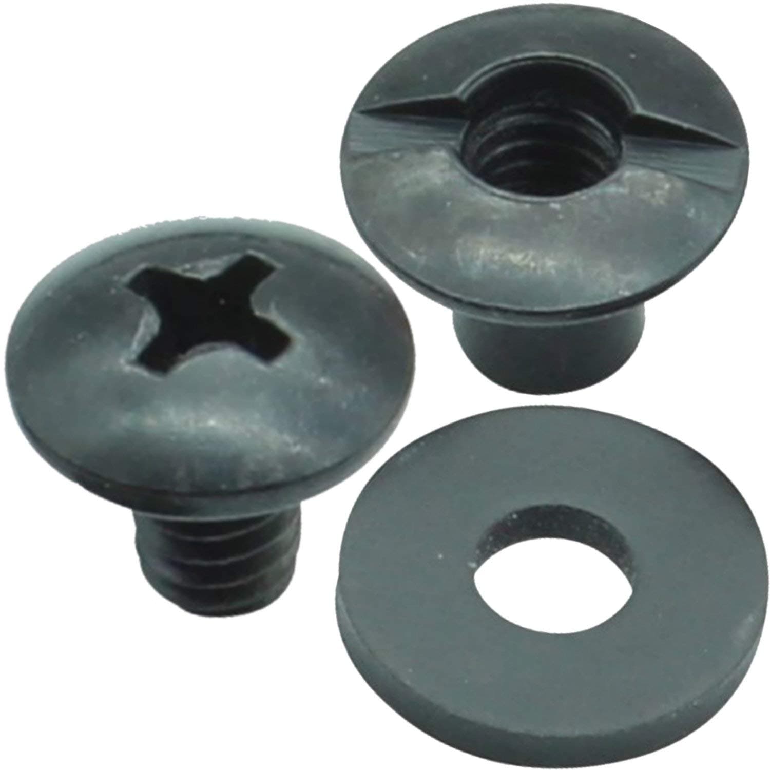 Black Chicago Screw - Thru Hole Binding Post Kit 1/8, 1/4, 3/8, 1/2 Inch Machine Screw Fasteners + Rubber Washers, QuickClipPro Kydex Leather Holster Sheath