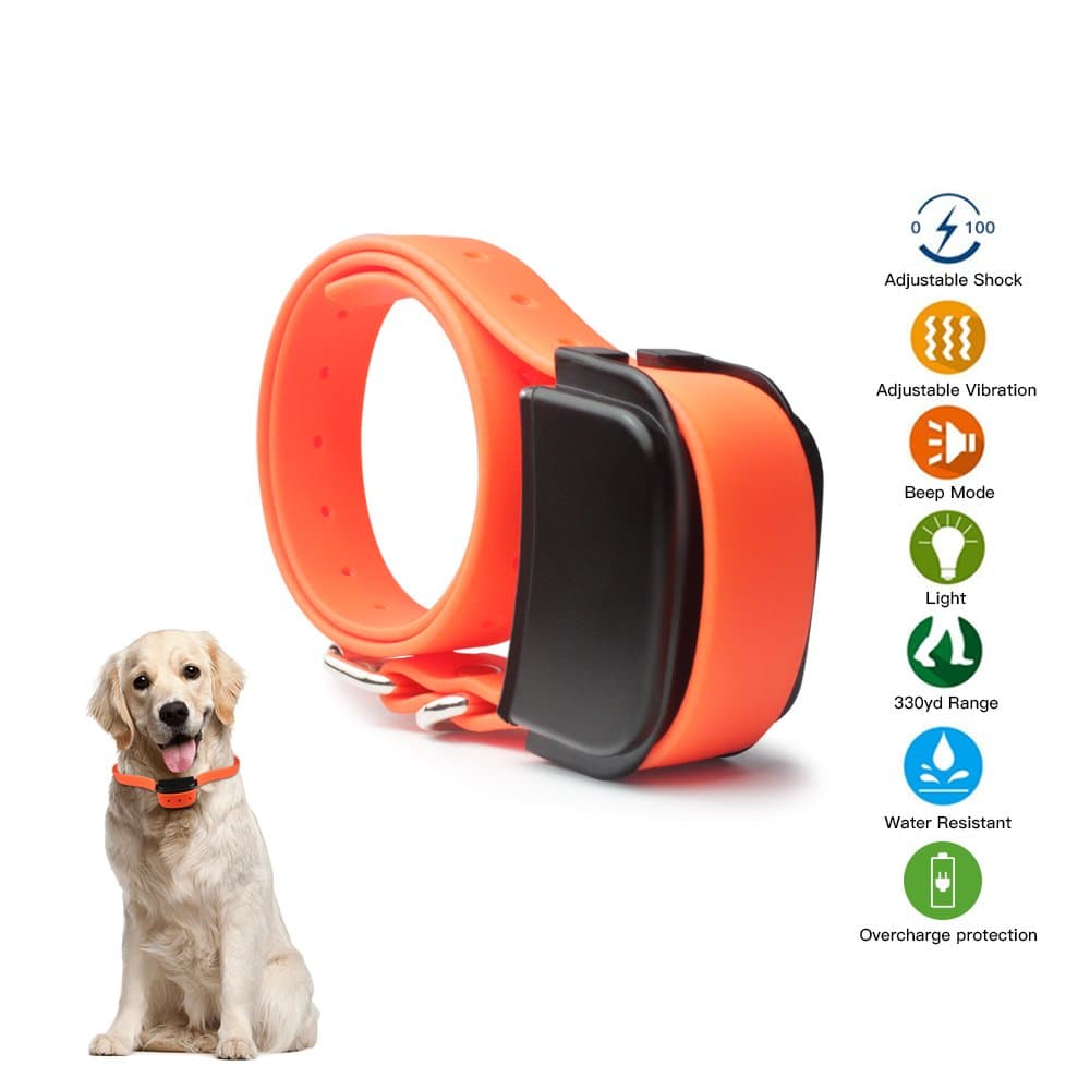 Dog Shock Training Collar Recevier- Silicone Material, Adjustable, Rechargeable Waterproof, 330 Yard Range, 3 Modes (Shock, Vibration & Beep), Safe Small Medium Large Dogs