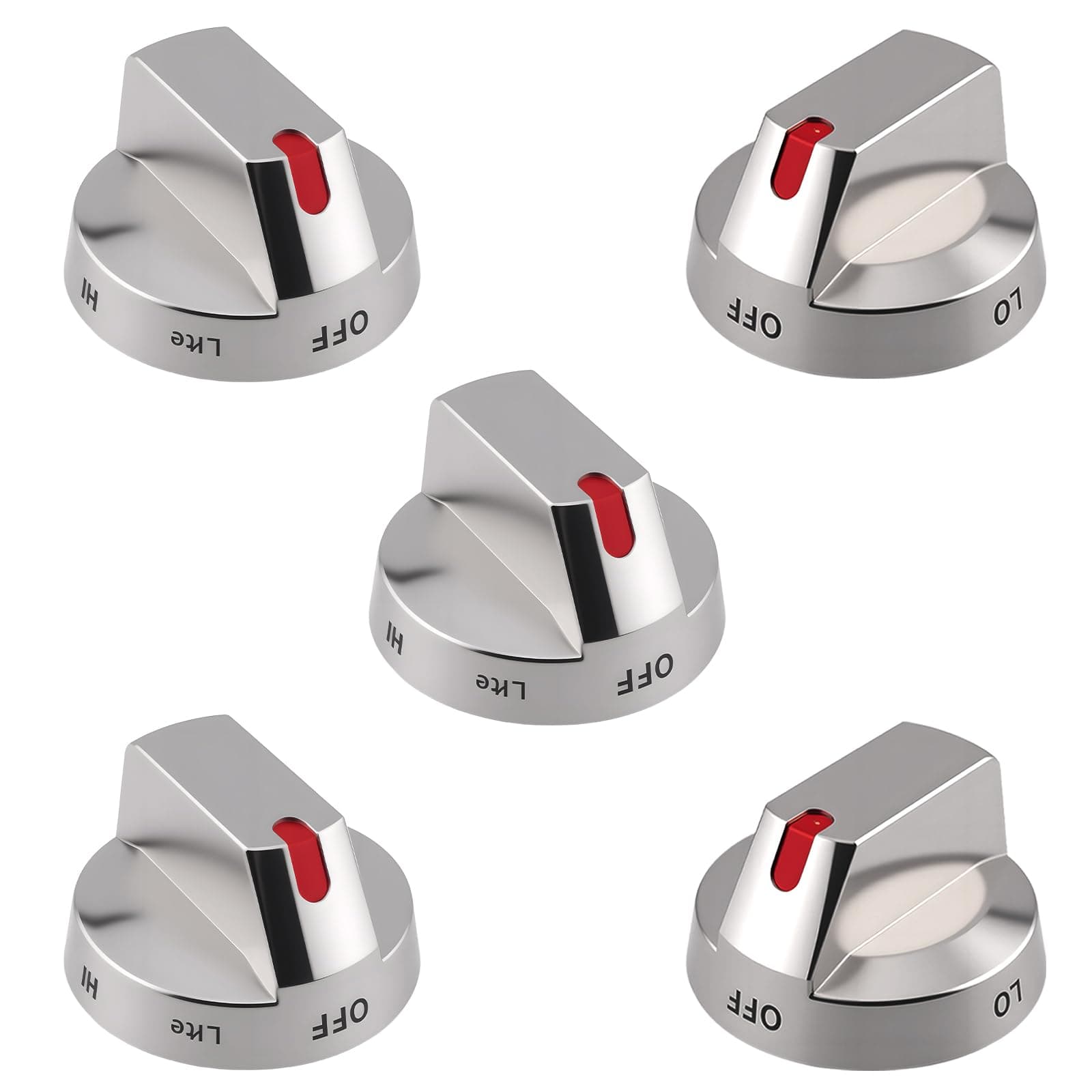 【5-Pack】 Upgraded DG64-00473A Burner Control Dial Knob Range Oven Replacement Compatible with Samsung Gas Range/Oven/Stove,Sturdy Stainless Steel Reinforcement Ring.