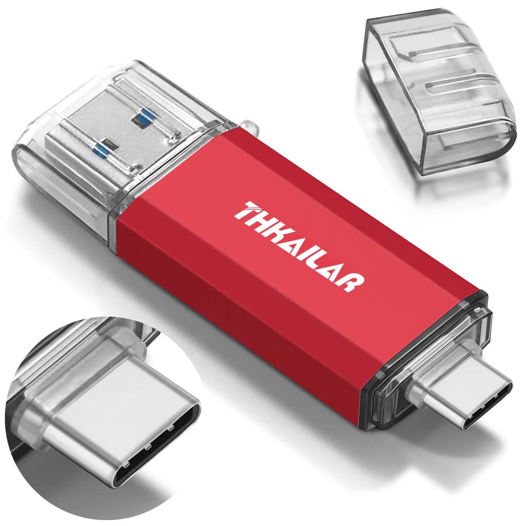Thkailar USB C Flash Drive 128GB,USB Flash Drive with Type C and Type A 3.1 Port USB C Thumb Drive Compatible with Android Phone/PC/Mac Pro