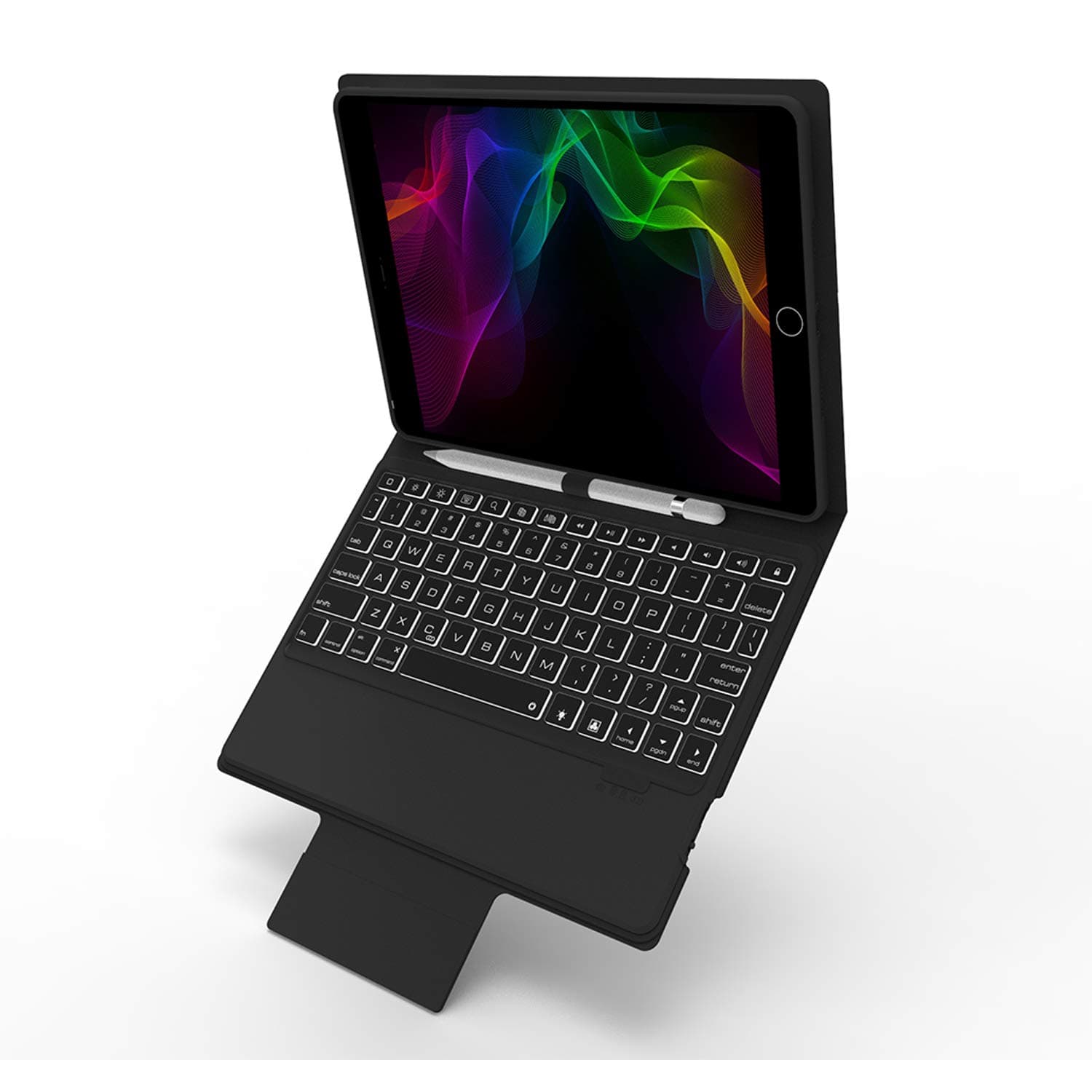 iPad 9.7'' Keyboard Leather Folio Case Compatible with iPad 2018/2017, Air 2 and Air 1, iPad Pro 9.7, Wireless/BT Backlit Keyboard, Slim Portable Magnetic Cover with Pencil Holder