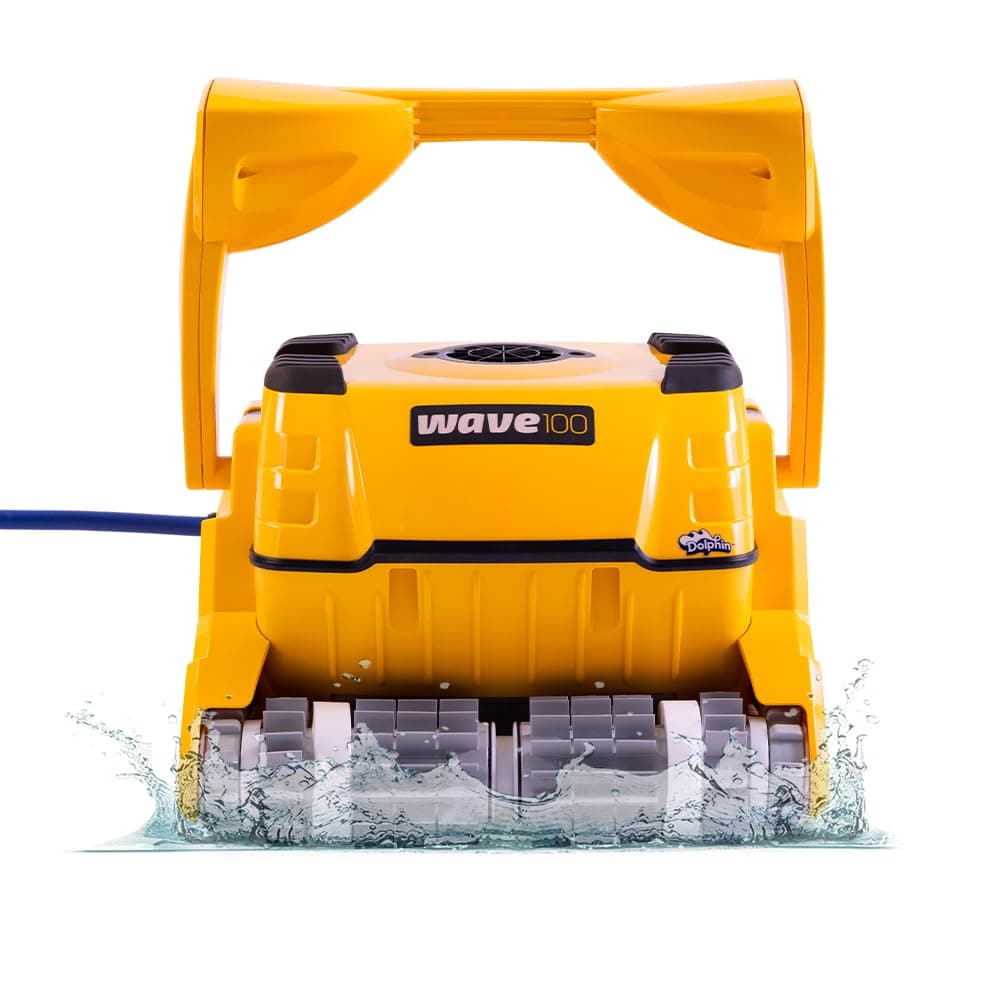 Dolphin Wave 100 Robotic Pool Vacuum Cleaner with Remote Control and Caddy — Wall Climbing Capability — Bottom-Load Filter for Easy Maintenance — Ideal for Commercial Pools up to 88 FT in Length