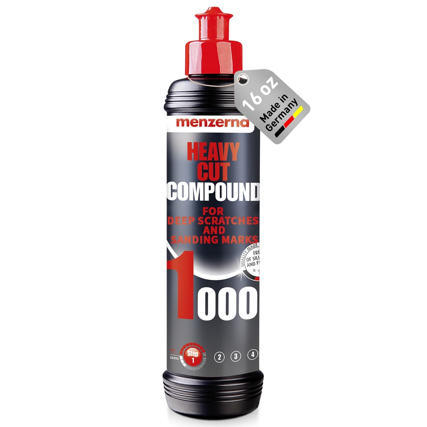 menzerna Heavy Cut Compound 1000" I Abrasive Polishing Compound for Deep Scratches, Sanding Marks, Swirls & Holograms I Buffing and Polishing Compound for Scratch Repair I Silicone Free I 16 fl oz.