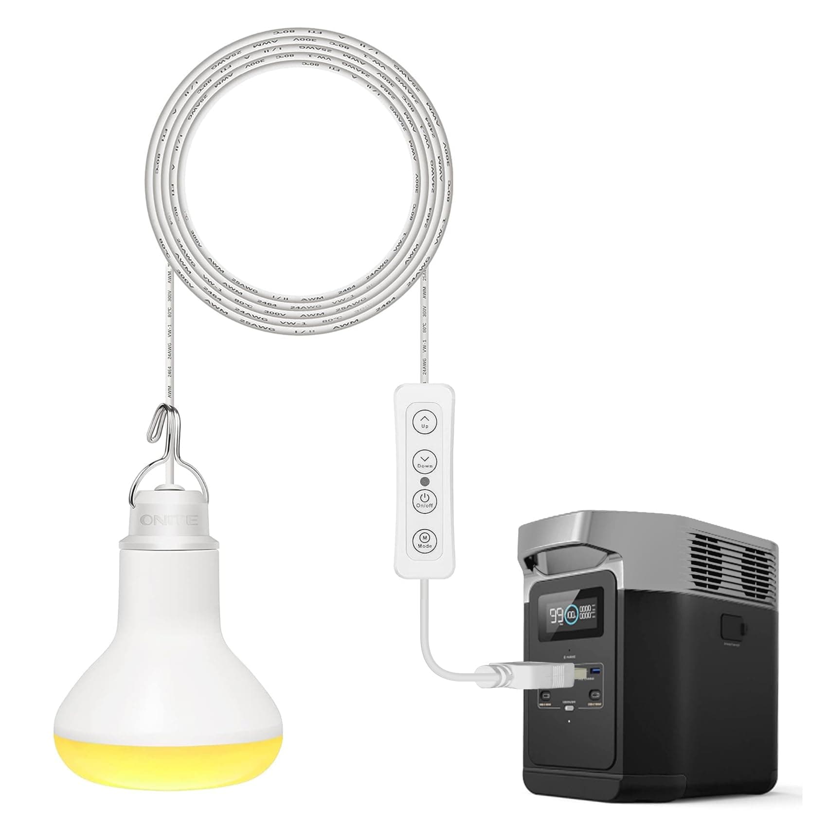 Onite USB LED Light Bulb for Portable Power Station/Solar Panels, Yellow/Amber/Warm/White Dimmable Emergency Lights for Power Outages/Camping/BBQ/Backyard