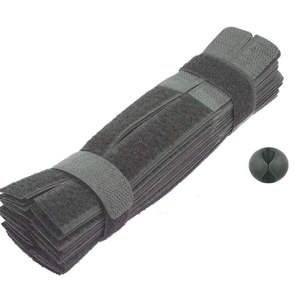 Famalo Cable Ties, Cable Management Black, 50PCS Reusable Hook and Loop Fasteners, Environmentally Friendly Cable Strips, Include 1PC Cable Tidy Clip - assorted colors