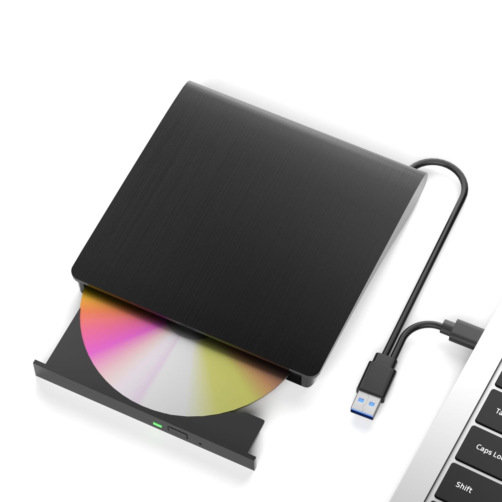 External Bluray Drives, Portable 3D External Blueray/DVD Drive for Pc, Support 50G Disc R/W USB 3.0 Type-C Blu Ray Burner for Laptop, External Bluray Burner Compatible with Windows, Mac OS, Linux