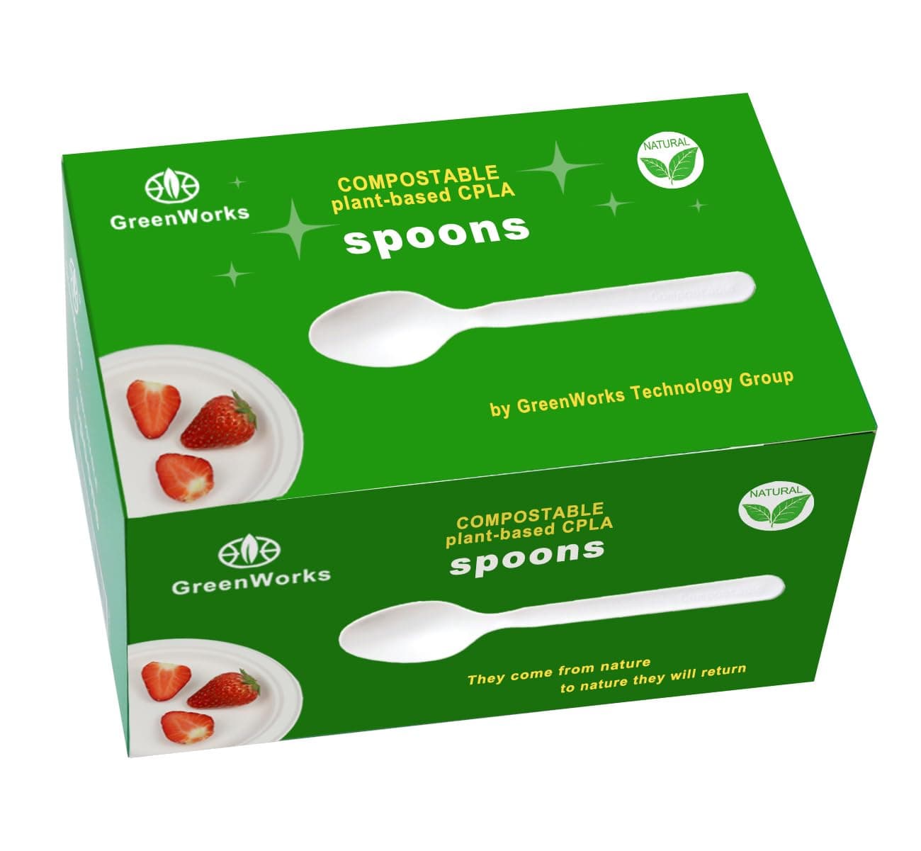 GreenWorks Heavy-duty Compostable Spoons,BPI Certified,100 Count Large Disposable Cutlery Spoons