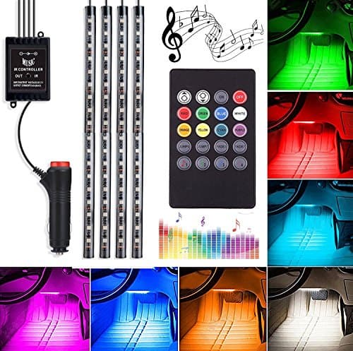 Car Underglow Light,72 LED Glow Under Car Lights Strip Sound Actived Underglow Lighting Kit Function Running RGB Colors Strips Wireless Remote Control Atmosphere Lights