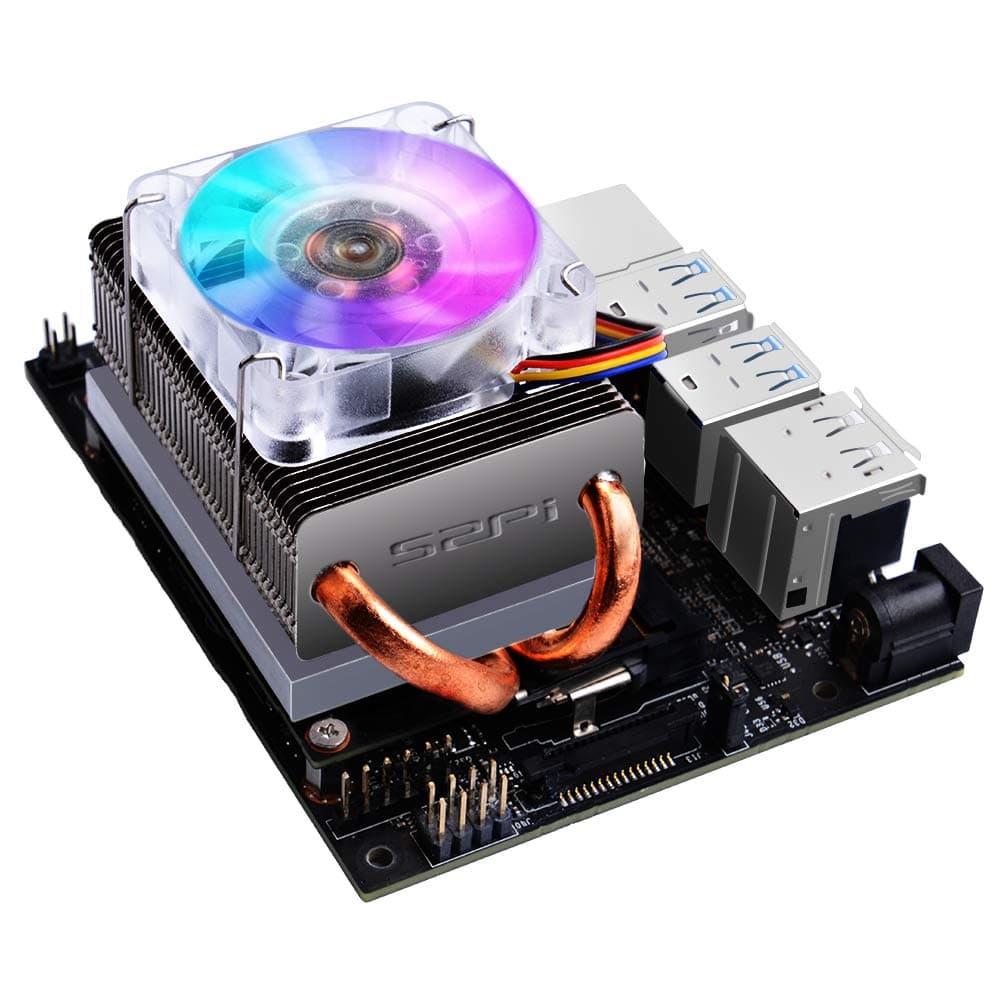 5V PWM Low-Profile CPU Cooler for Jetson Nano,Horizontal Radiator with Colorful LED Fan for Jetson Nano